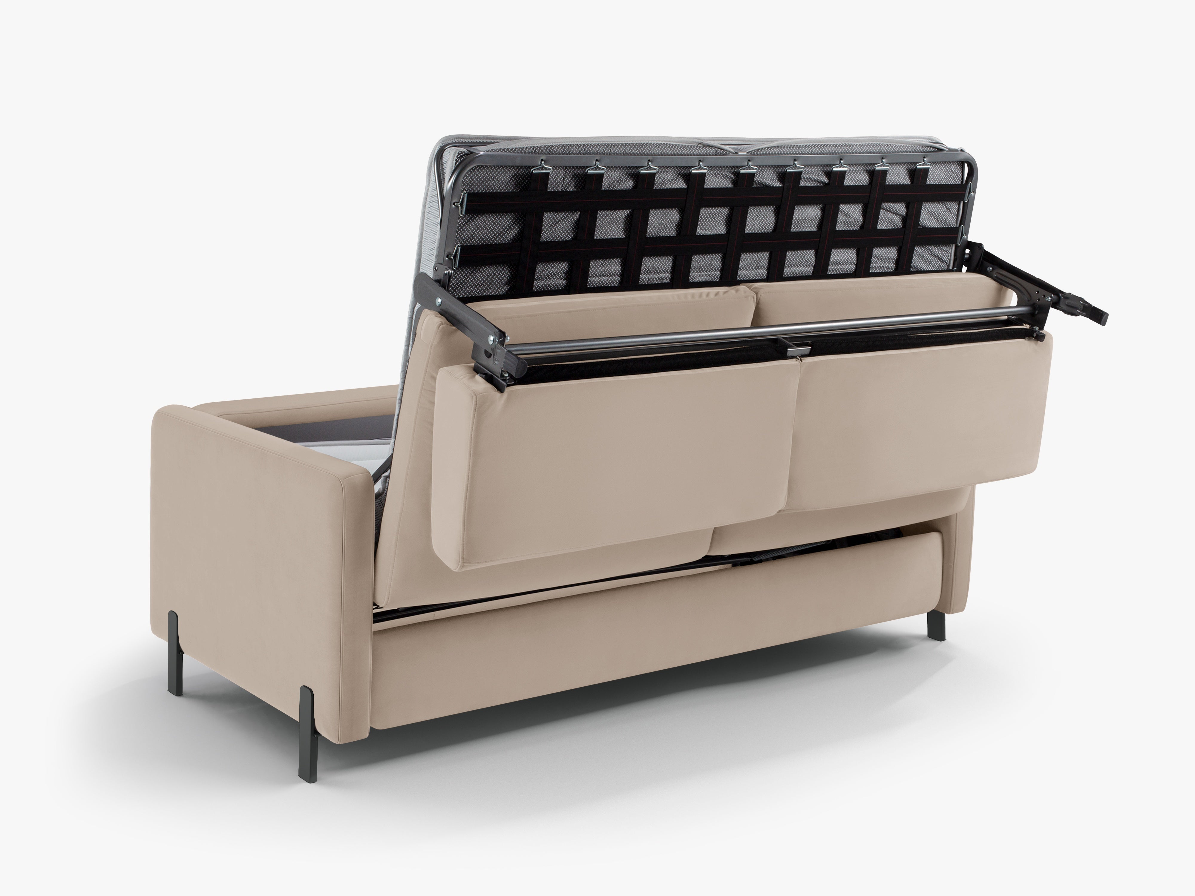 Beige 3-zits fluwelen bank met slaapfunctie GLORIA