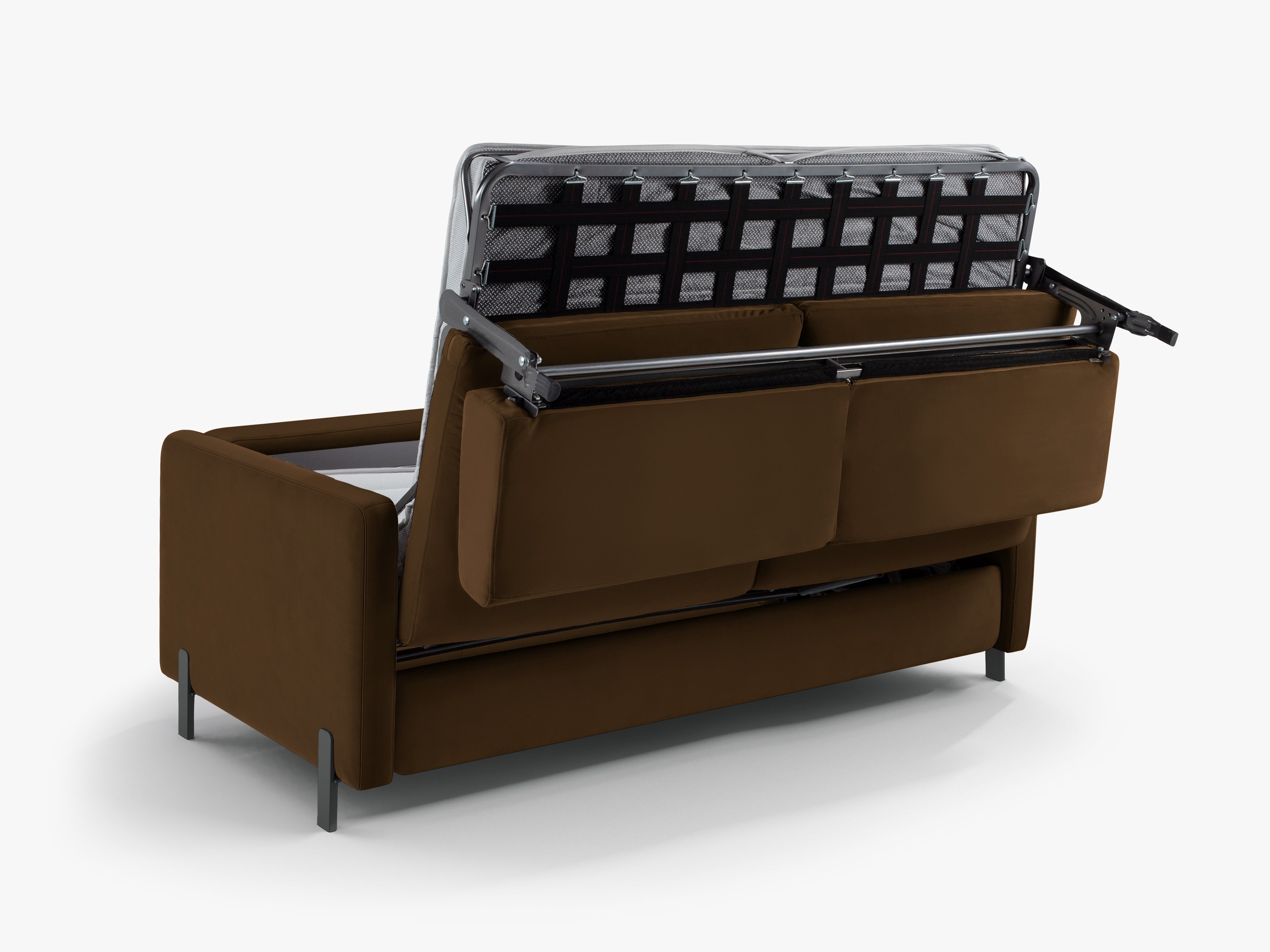 Sofa aus Samt 3-sitzig mit Schlaf-Funktion GLORIA schokoladenbraun