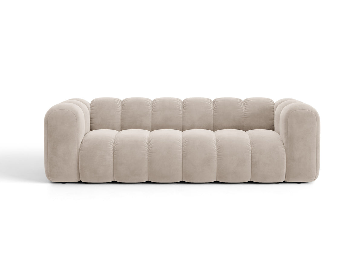 Sofa aksamitna 3-osobowa z funkcją spania LUPINE beżowy – Micadoni