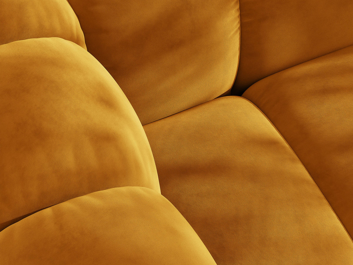 Sofa aksamitna 3-osobowa z funkcją spania LUPINE musztardowy – ujęcie 6