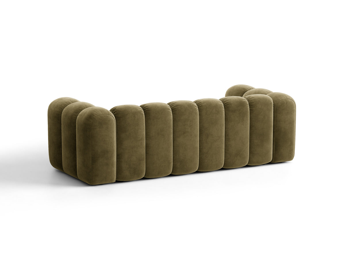 Sofa aksamitna 3-osobowa z funkcją spania LUPINE zielony – ujęcie 5