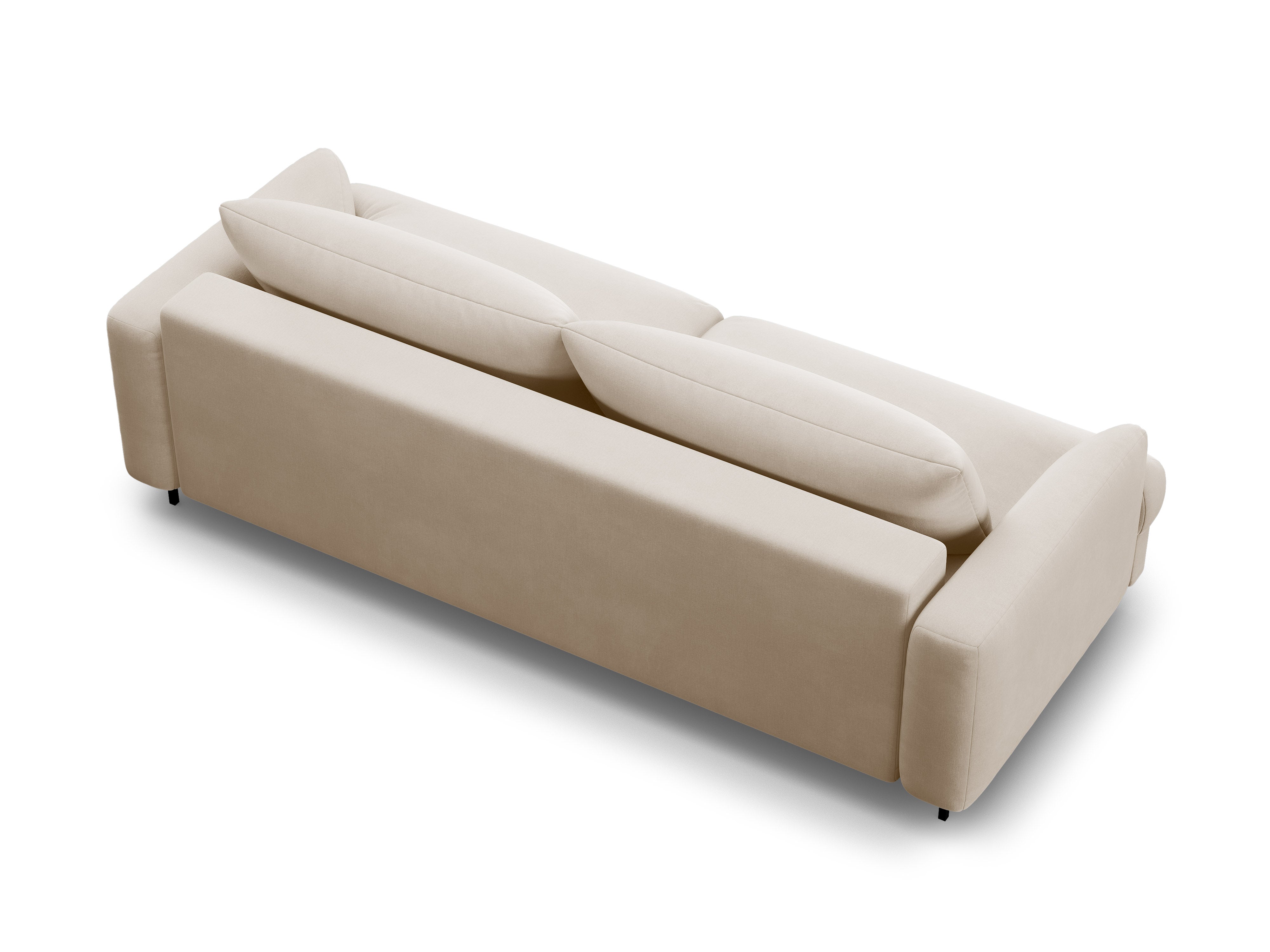 Sofa aus Samt 3-sitzig mit Schlaf-Funktion NAOMI beige
