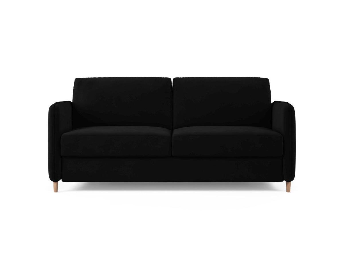 Sofa aksamitna 3-osobowa z funkcją spania SIMO czarny – Micadoni