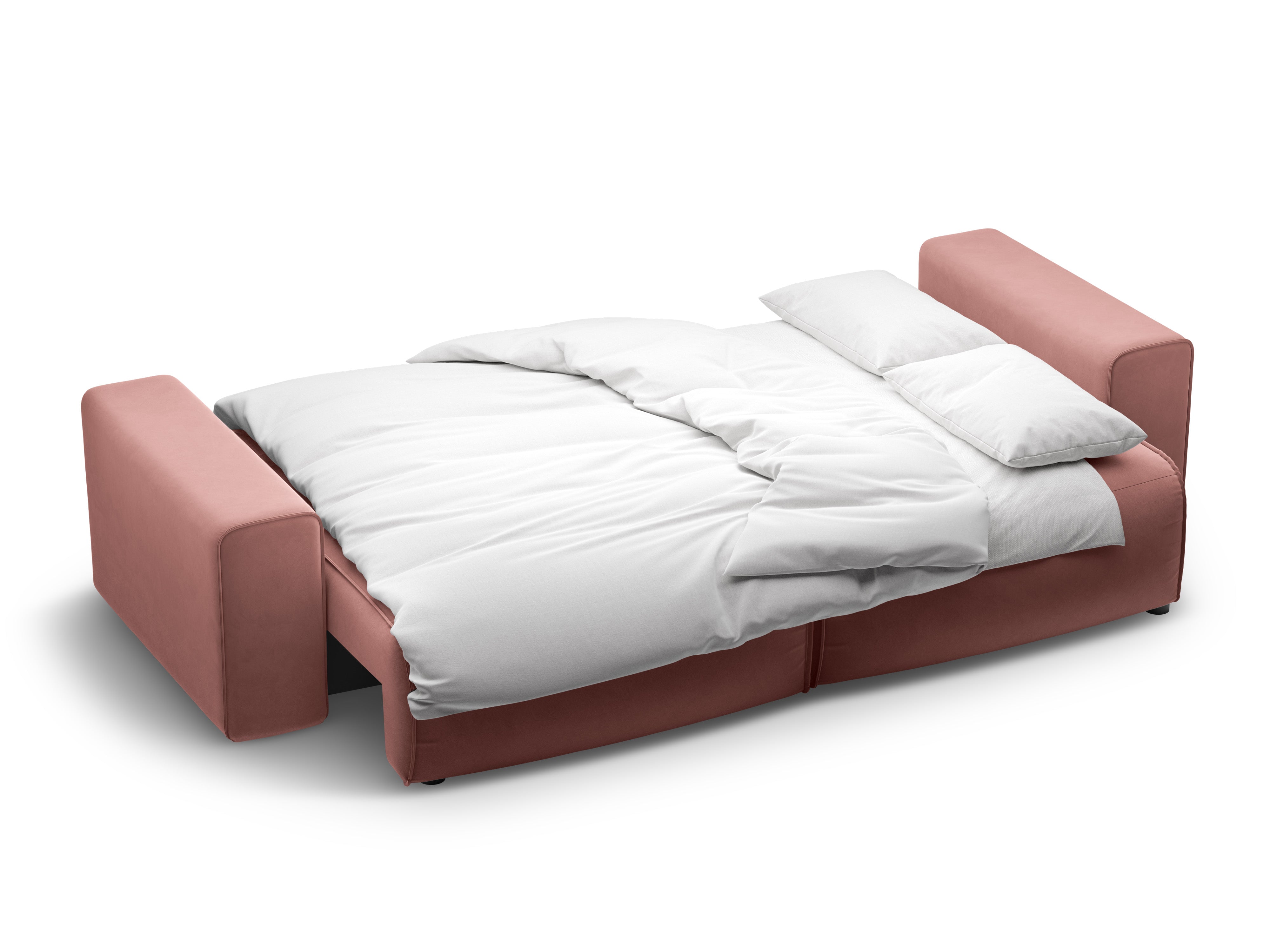 Velvet 3-seater sofa with sleeping function VICTOR pink