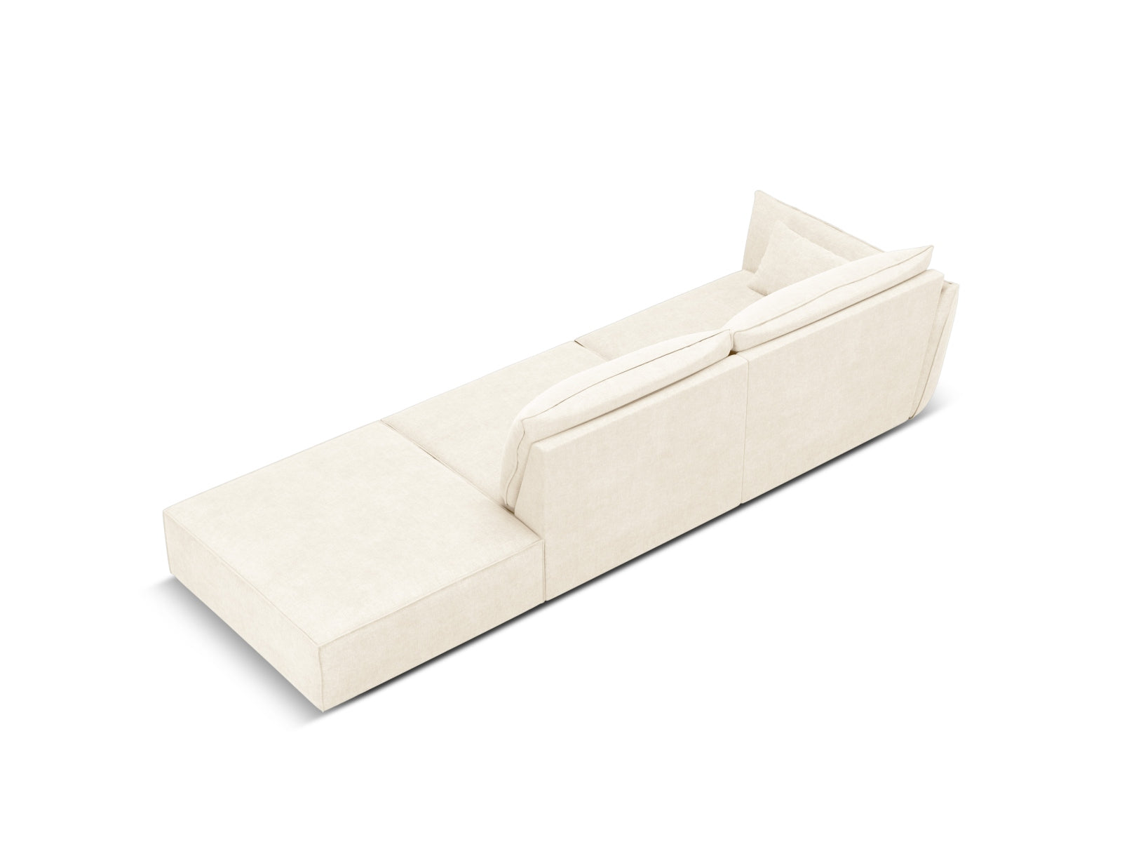 Sofa z otomaną prawostronną 4-osobowa KAELLE jasnobeżowy szenil Over The Horizon – ujęcie tylne