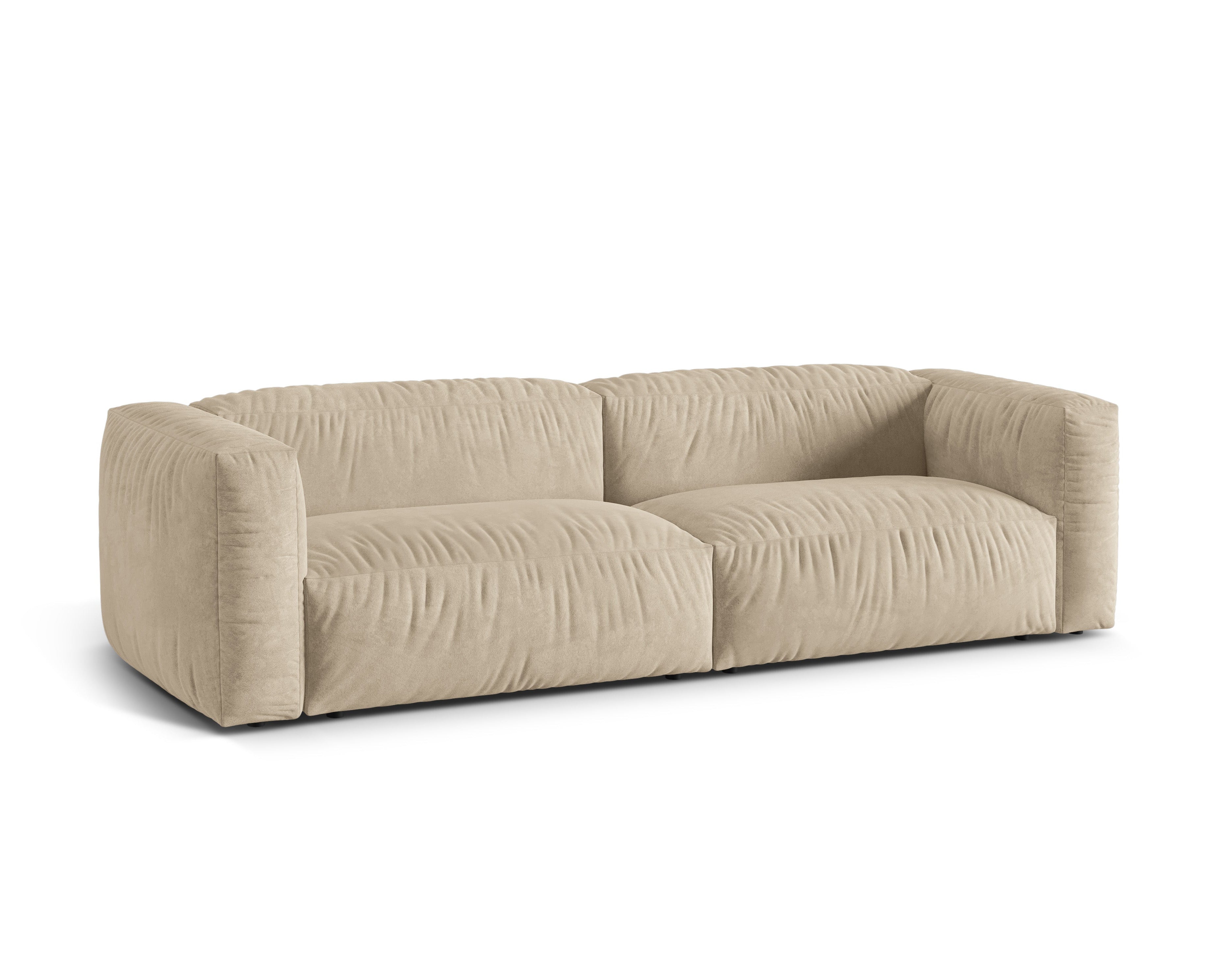 Sofa aksamitna 3-osobowa MARTINA jasnobeżowy – Micadoni