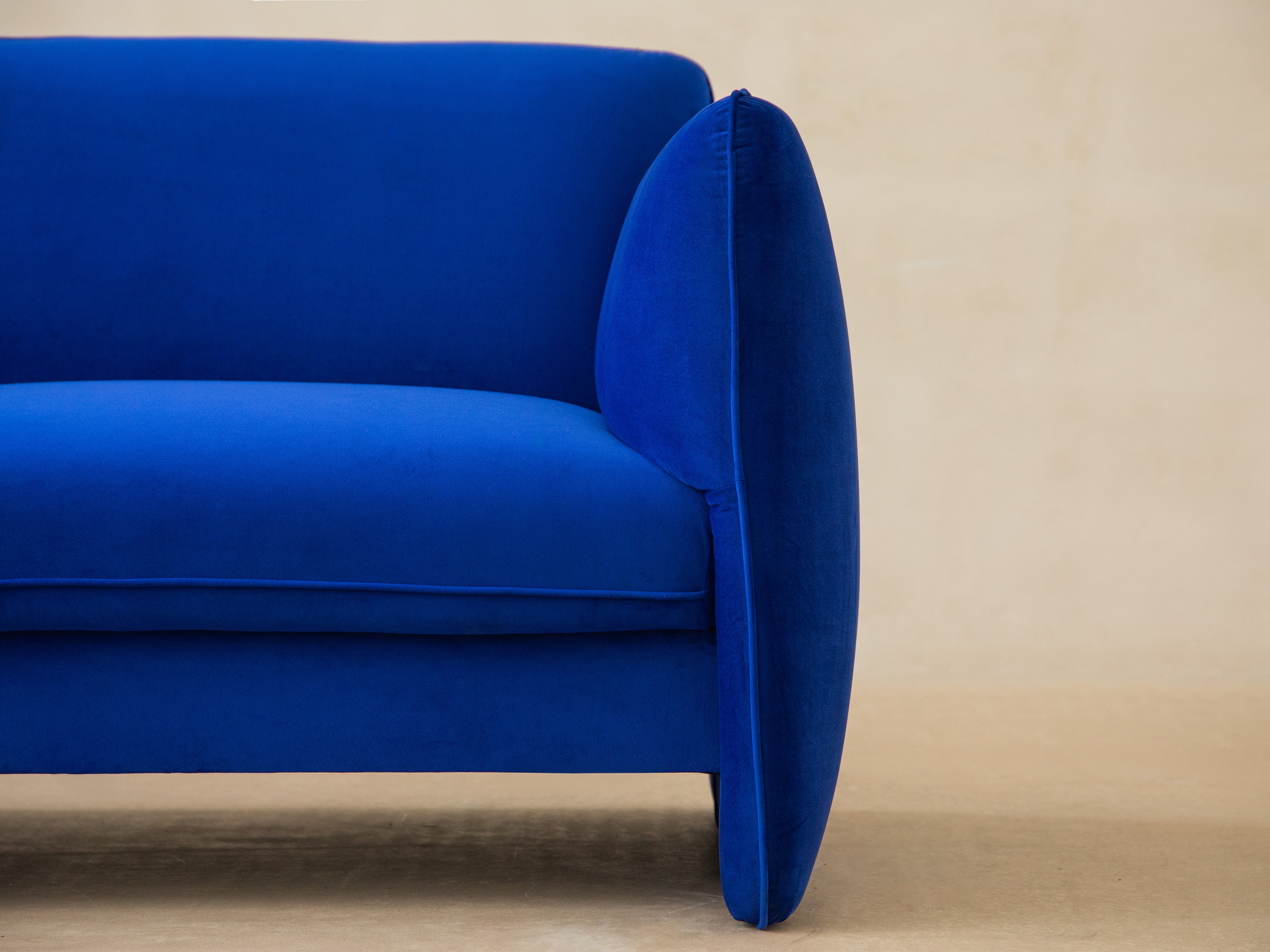 Georgia Almond Beige Velvet 3-Seater Sofa