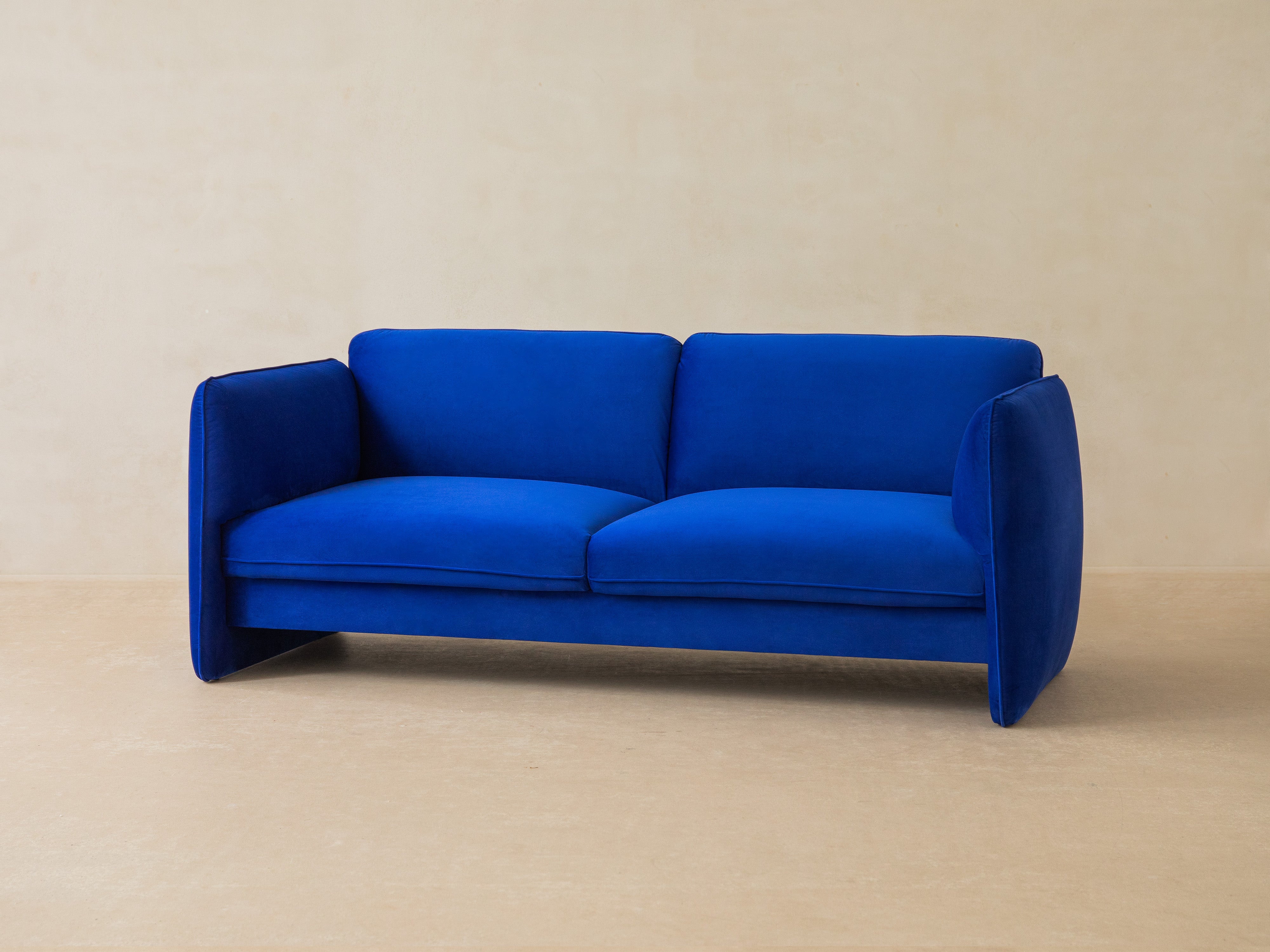 Georgia Almond Beige Velvet 3-Seater Sofa