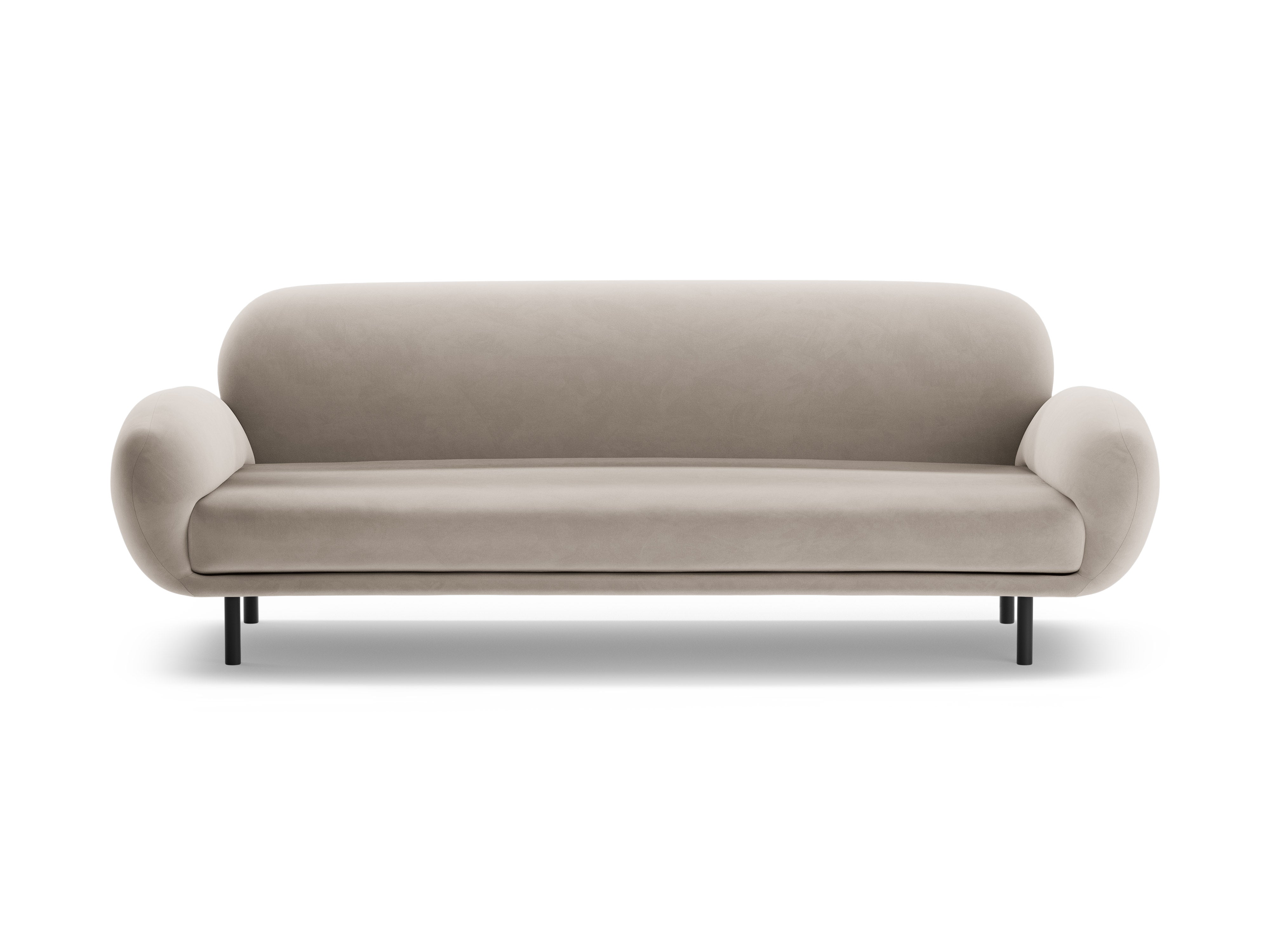 Velvet 3-Seater Sofa POPPY Light Beige