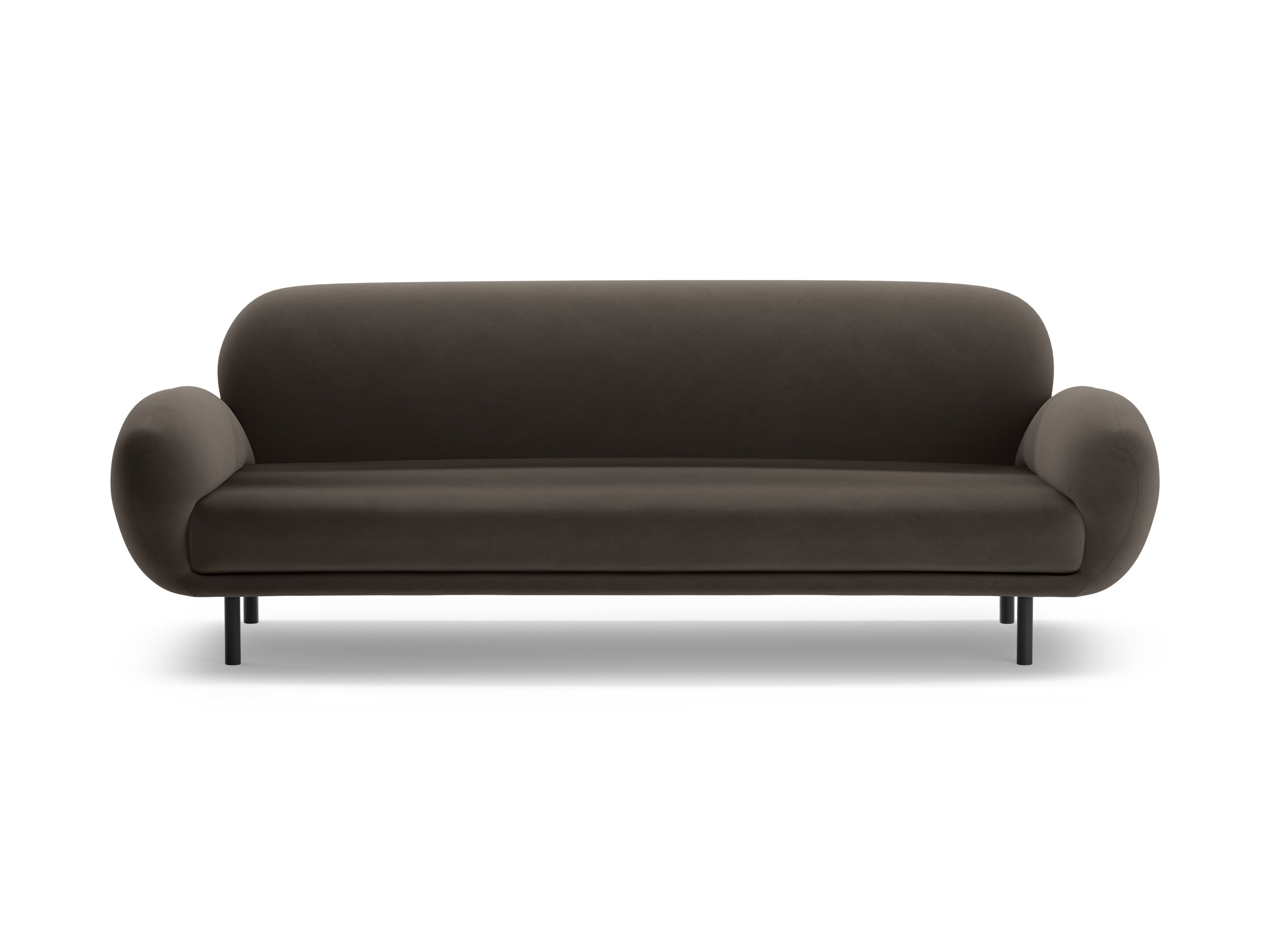 Samtsofa 3-sitzig POPPY in Ebenholz