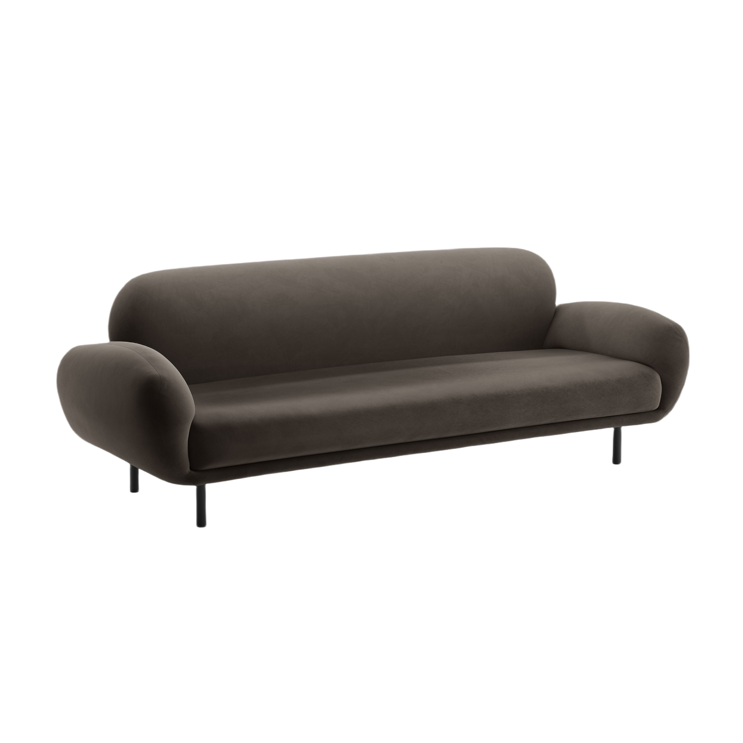 Samtsofa 3-sitzig POPPY in Ebenholz