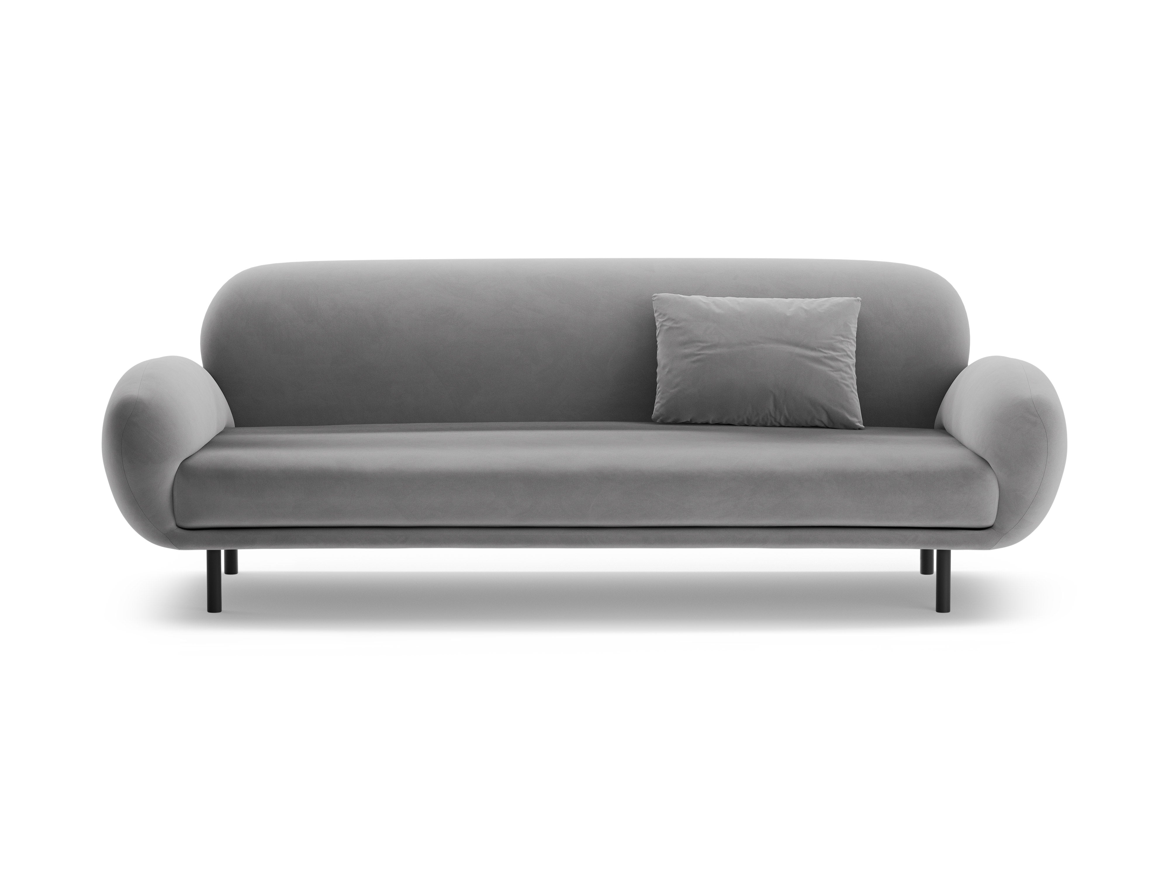 Velvet 3-Seater Sofa POPPY Light Gray