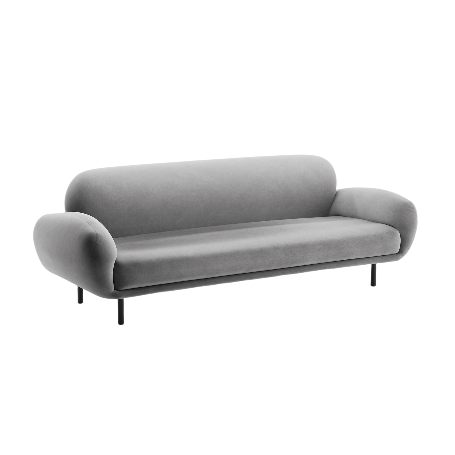 Velvet 3-Seater Sofa POPPY Light Gray