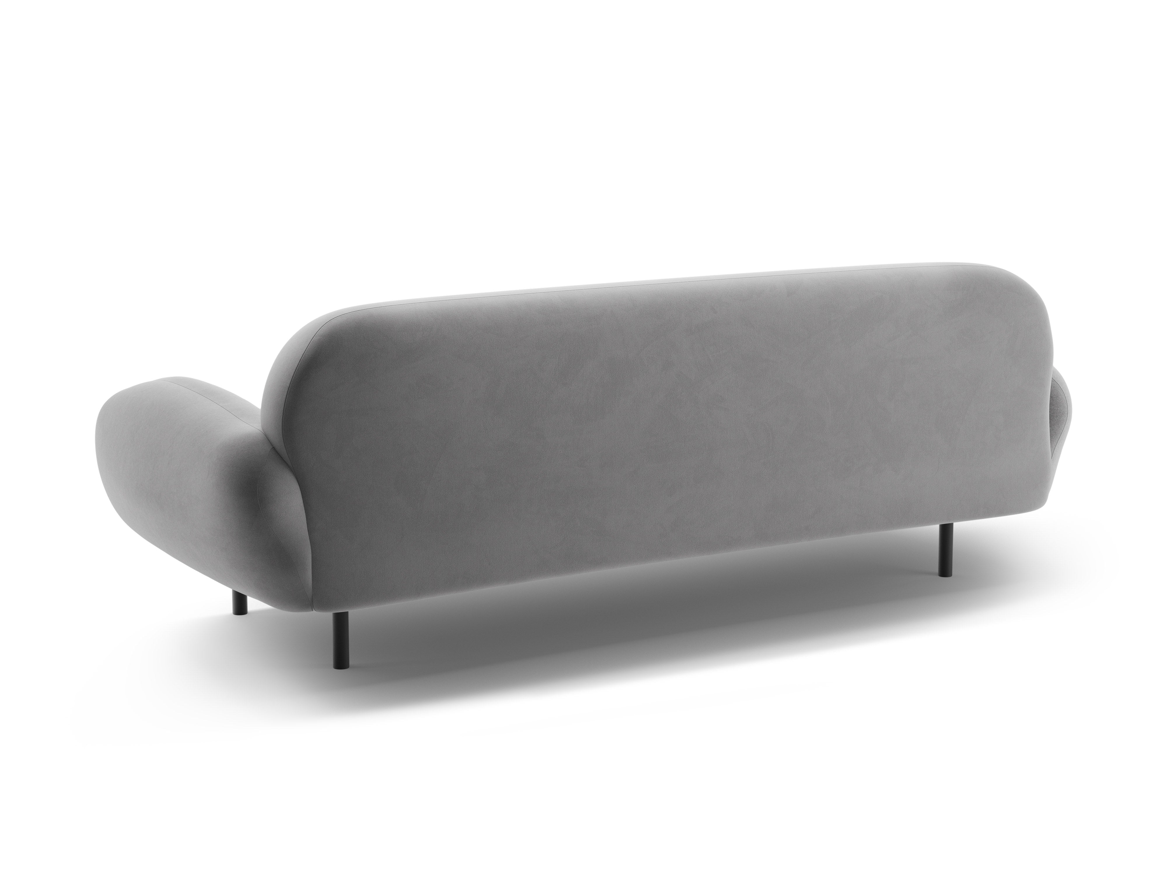 Velvet 3-Seater Sofa POPPY Light Gray