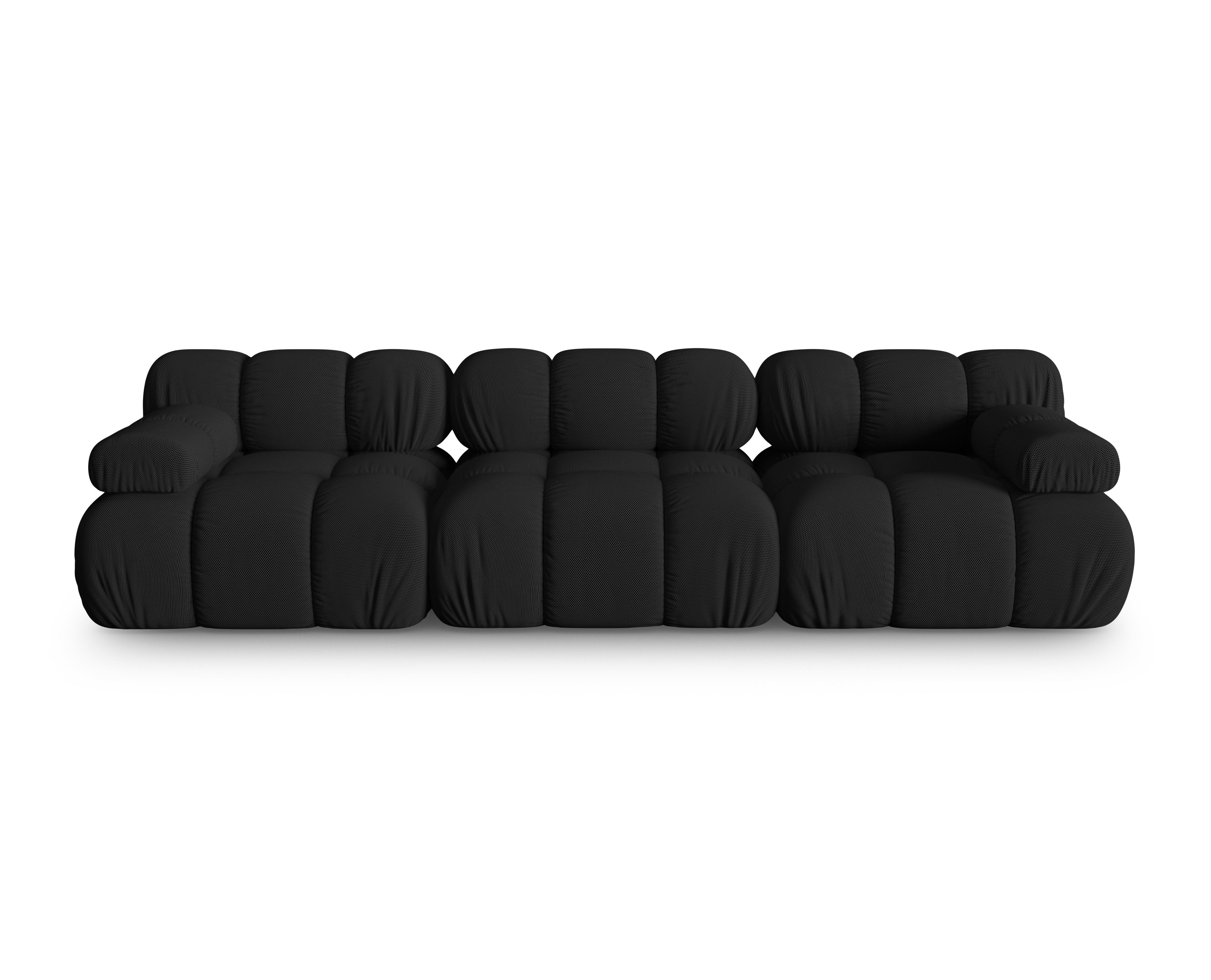 Modulaire 3-zitsbank BELLIS in zwart 3D-stof