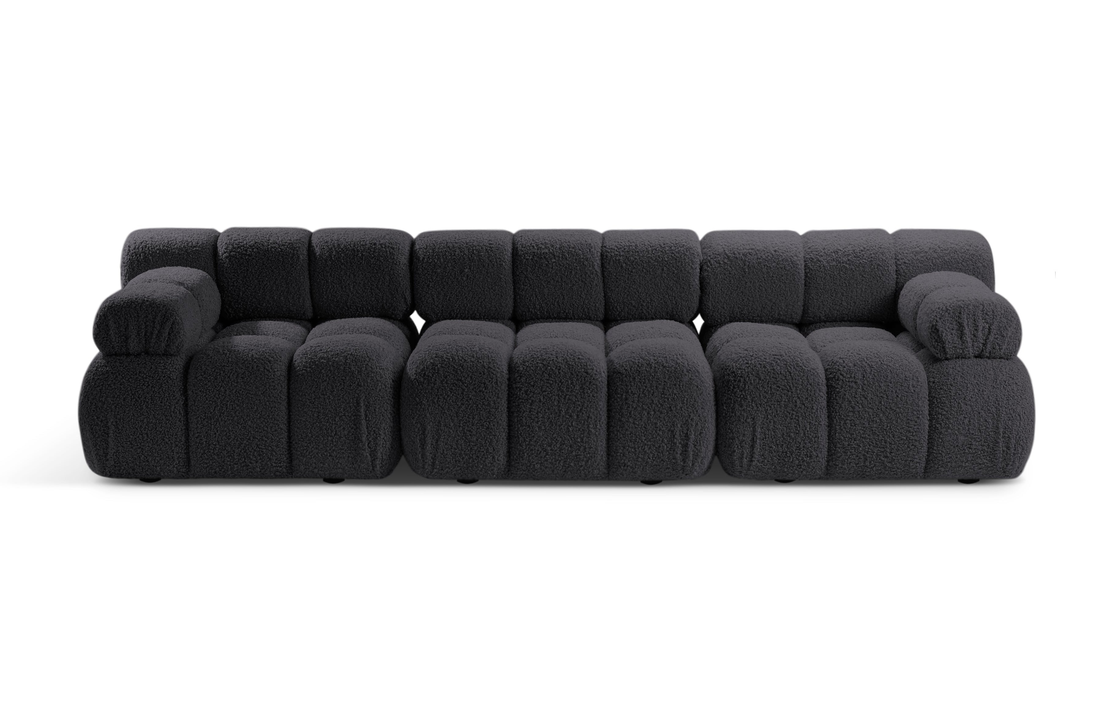 Modulaire 3-zitsbank BELLIS in grafiet boucle