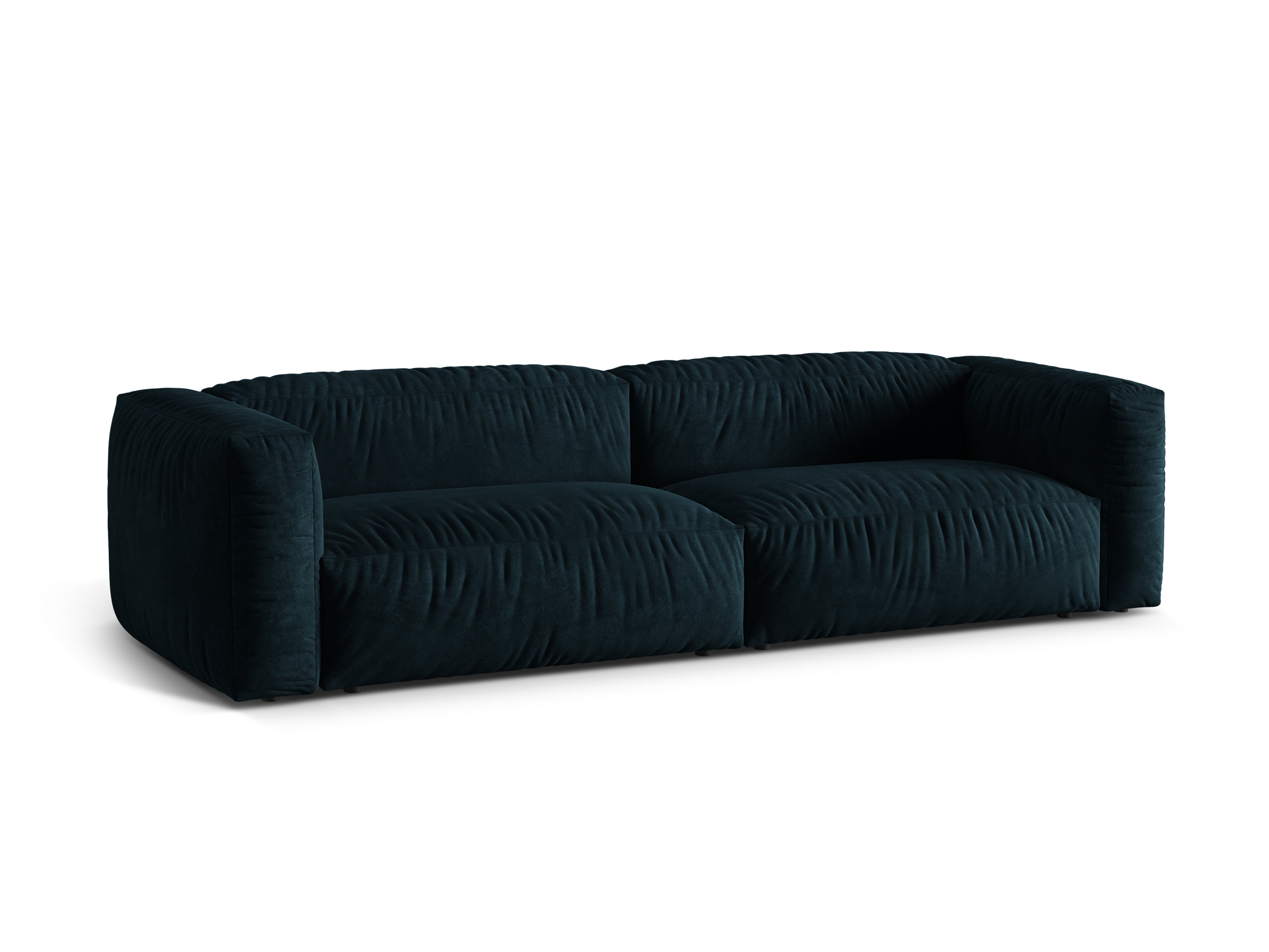 Sofa van fluweel voor 4 personen MARTINA petrolblauw