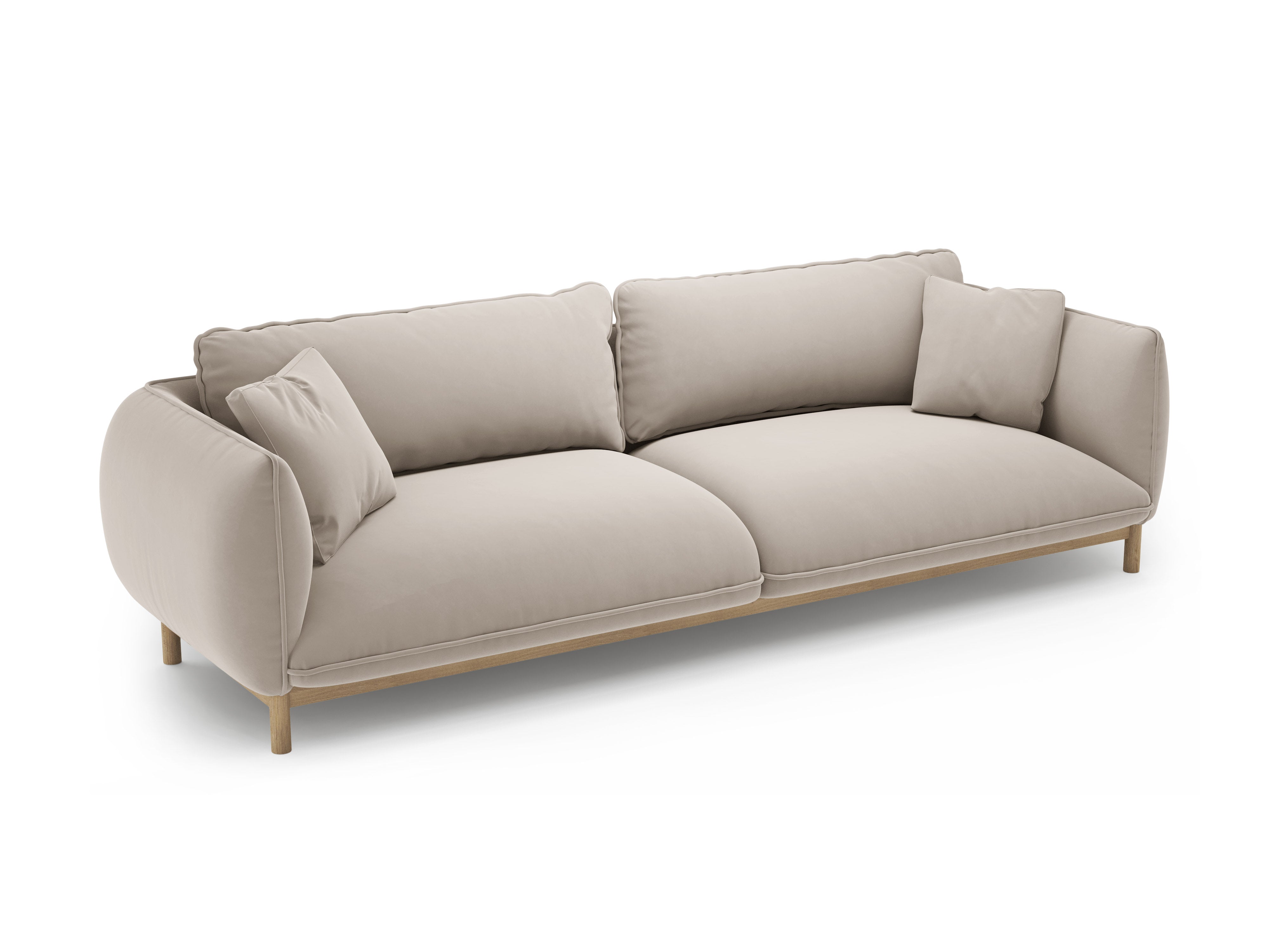 Velours bank voor 4 personen ADA lichtbeige