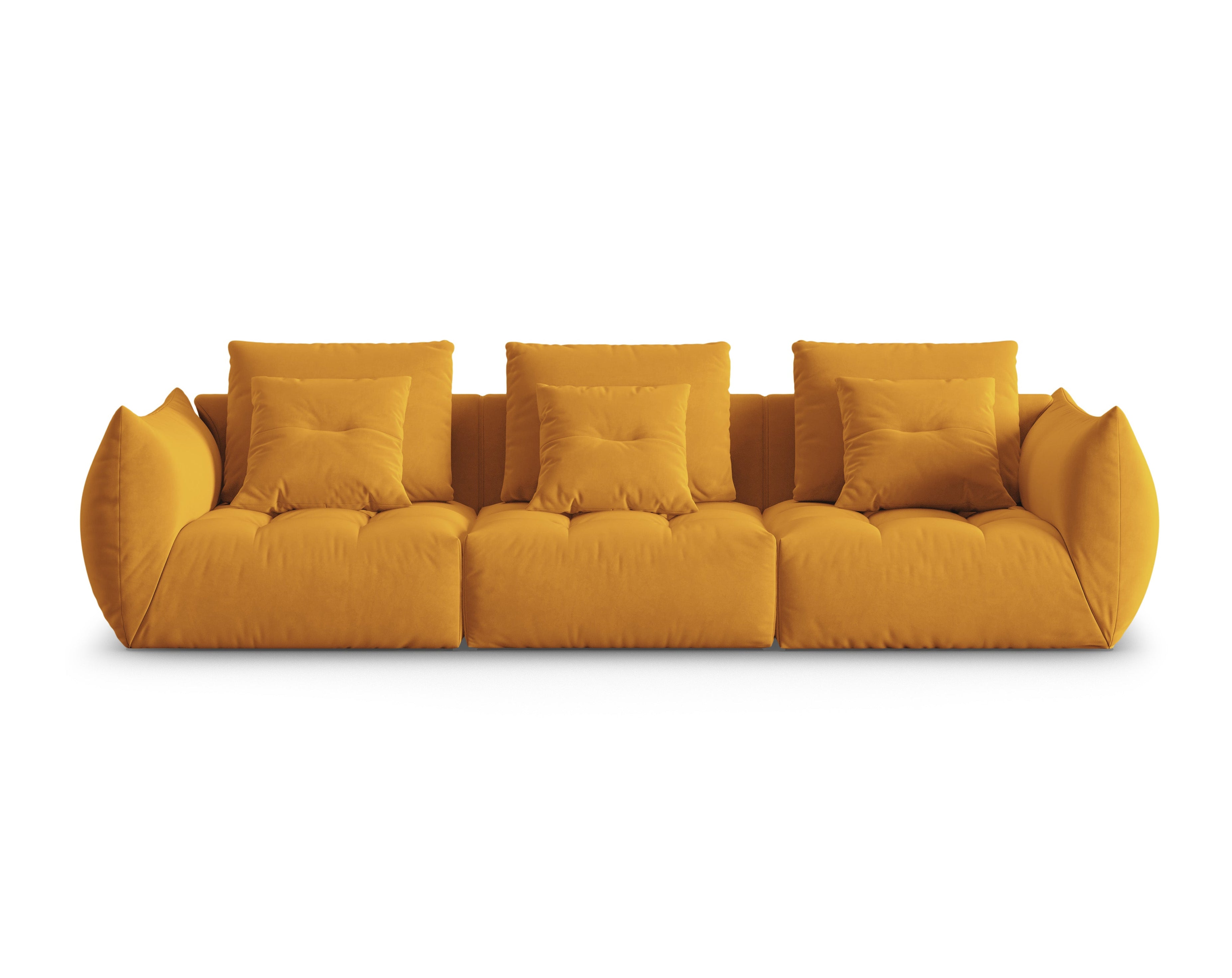 Fluwelen bank voor 4 personen BLOOM geel
