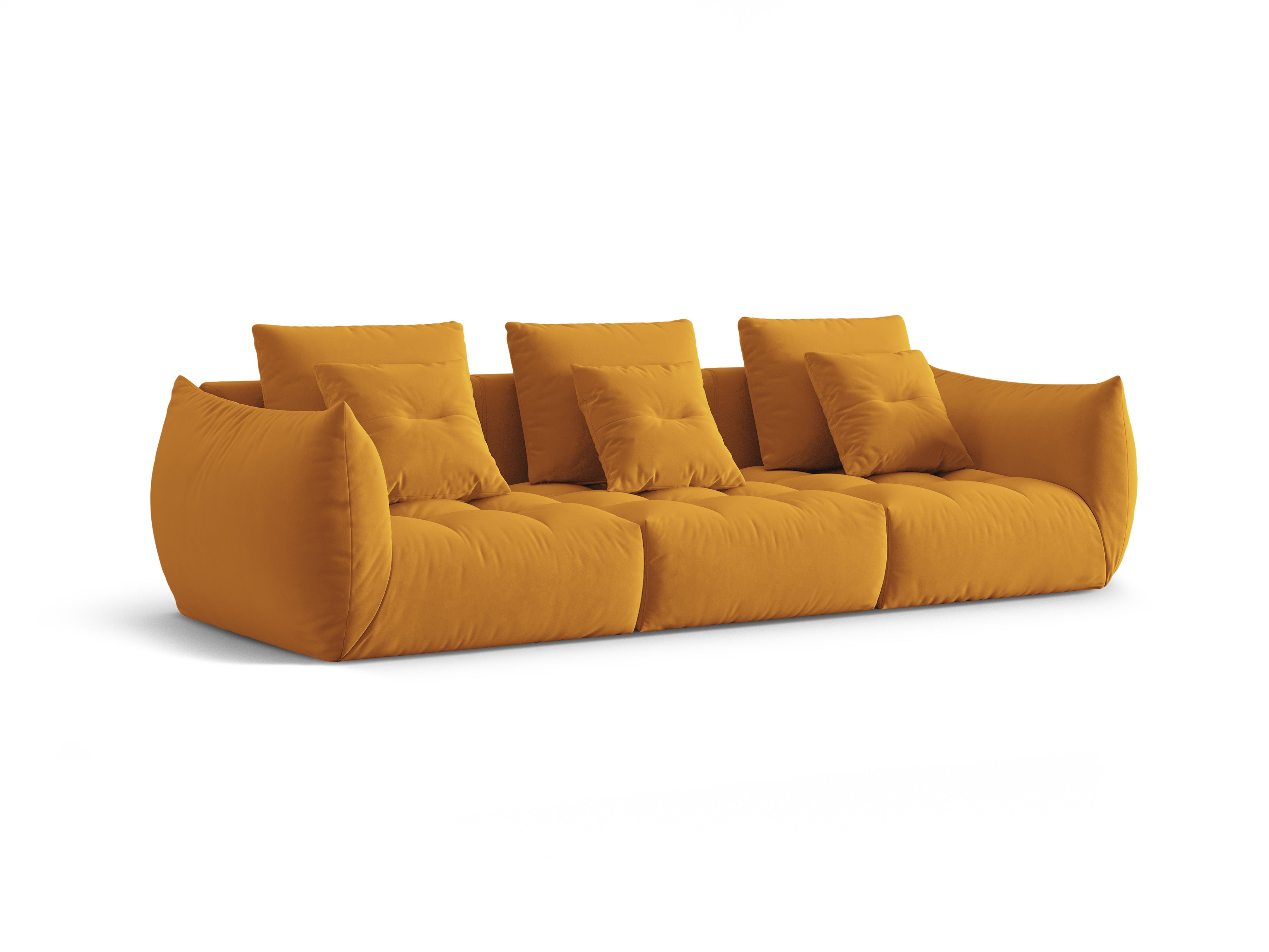 Fluwelen bank voor 4 personen BLOOM geel