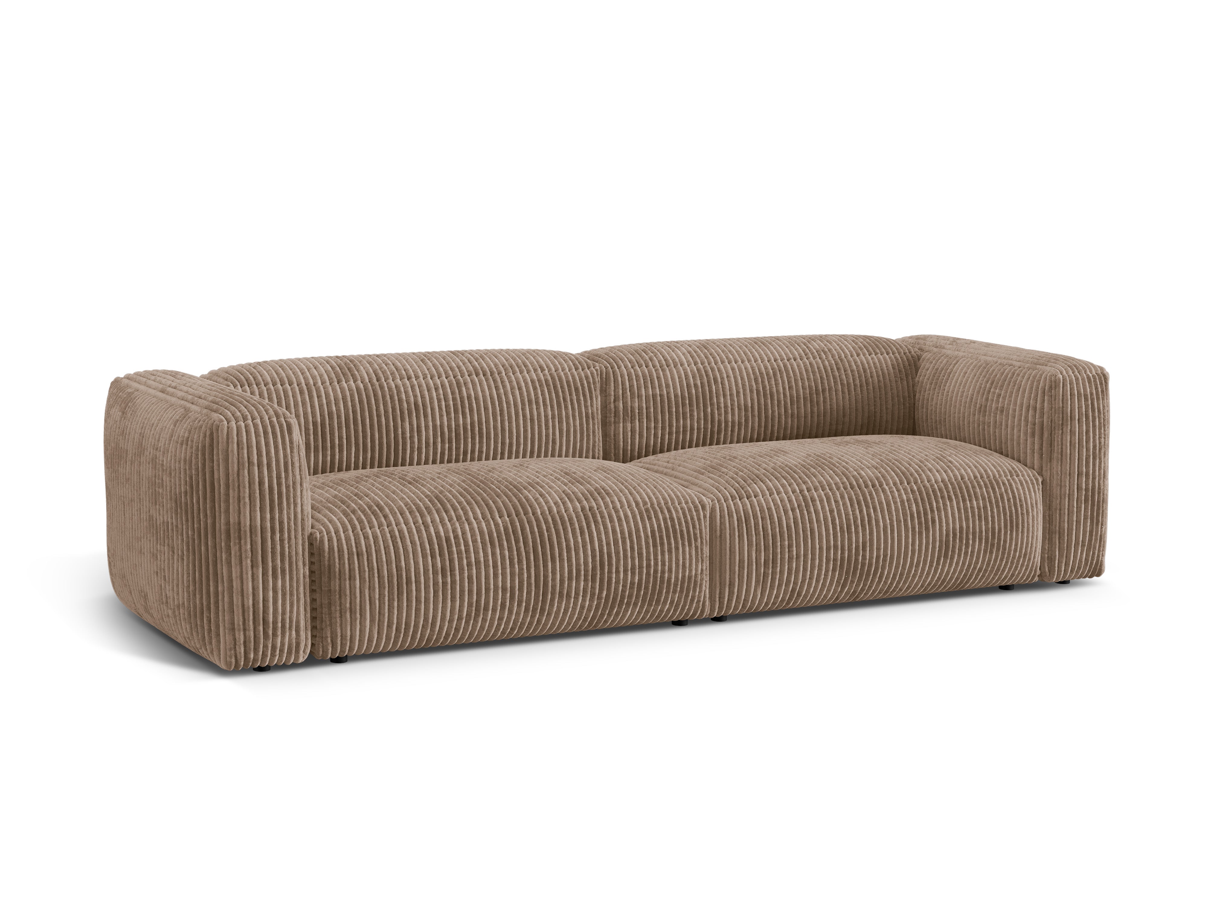 Sofa voor 4 personen MARTINA donkerbeige ribstof