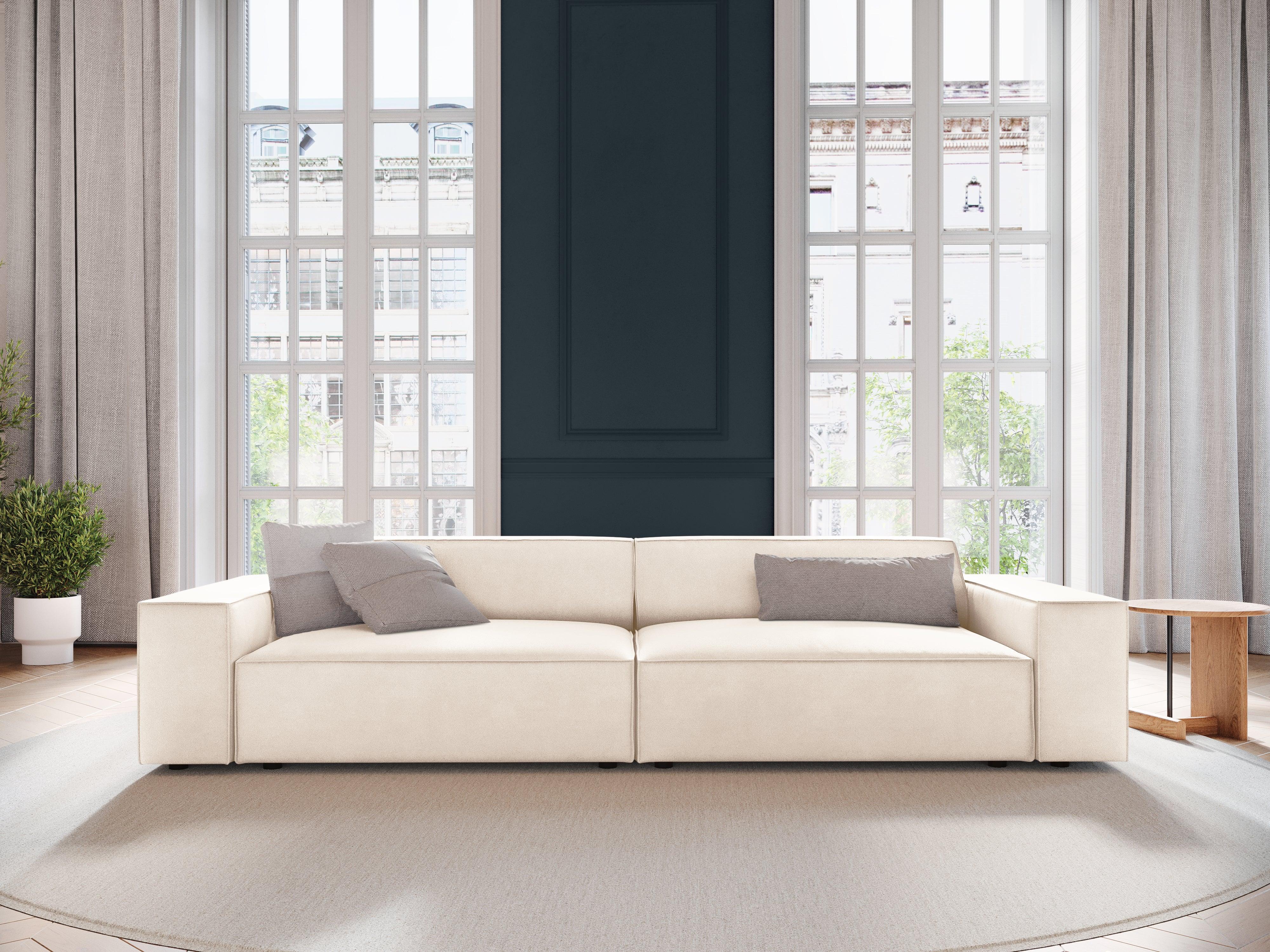 Sofa aksamitna 4-osobowa JODIE jasnobeżowy Micadoni Eye on Design