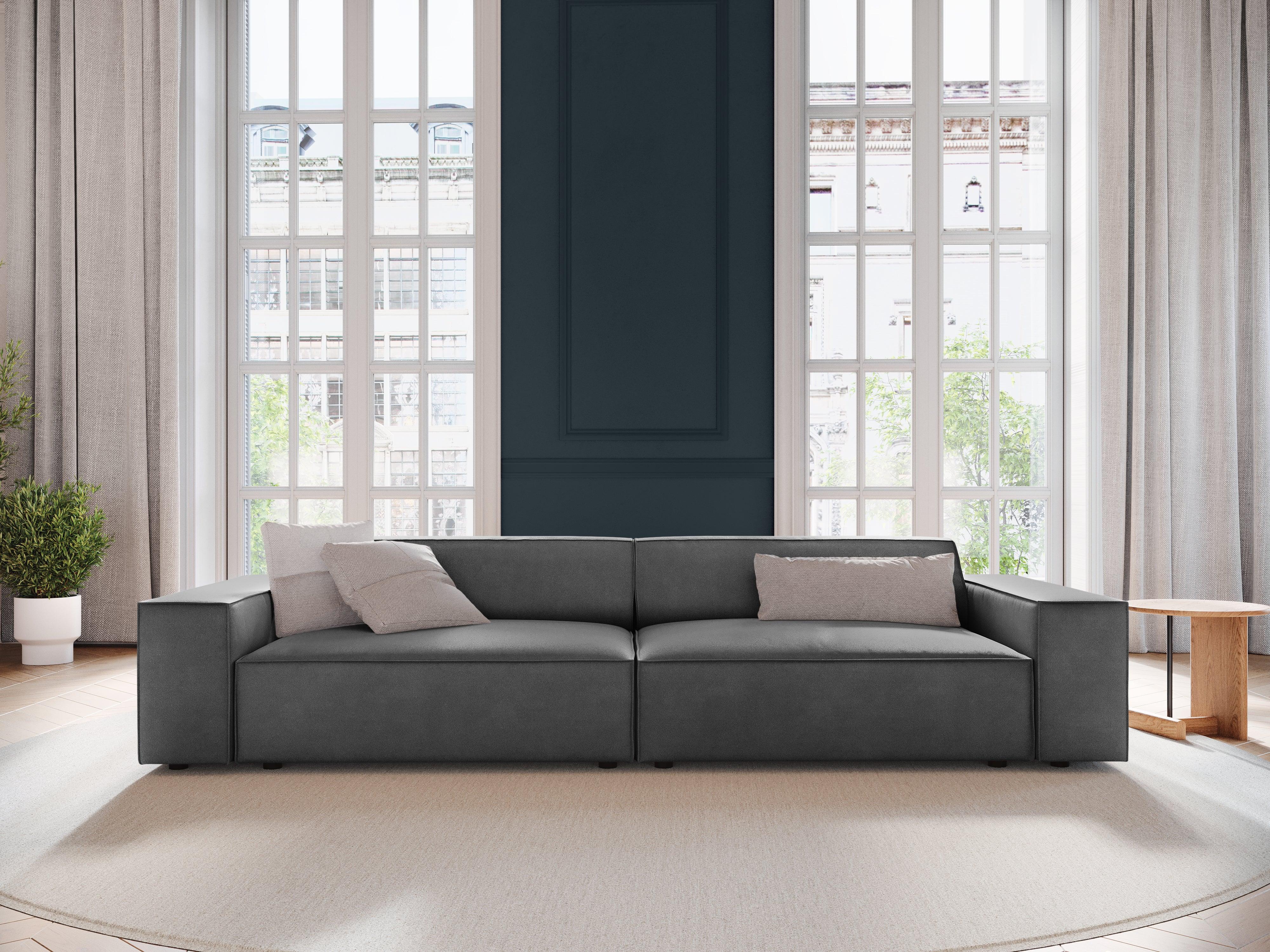 Sofa aksamitna 4-osobowa JODIE ciemnoszary Micadoni Eye on Design