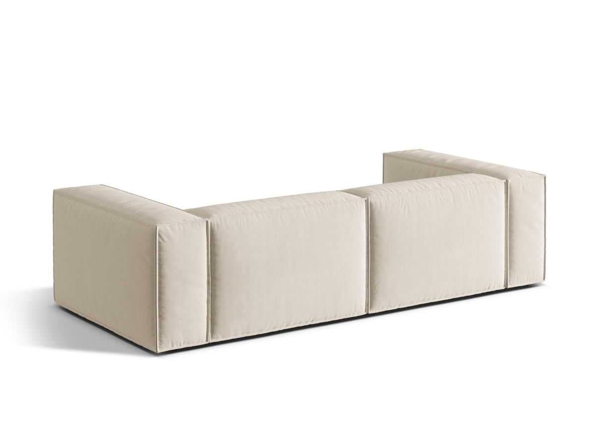 Sofa aksamitna 4-osobowa NURIA beżowy – ujęcie tylne