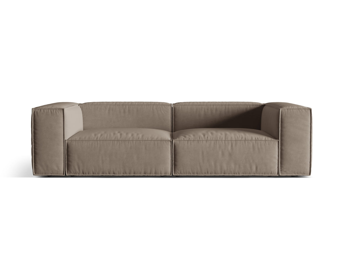 Sofa aksamitna 4-osobowa NURIA ciepły szary – Micadoni