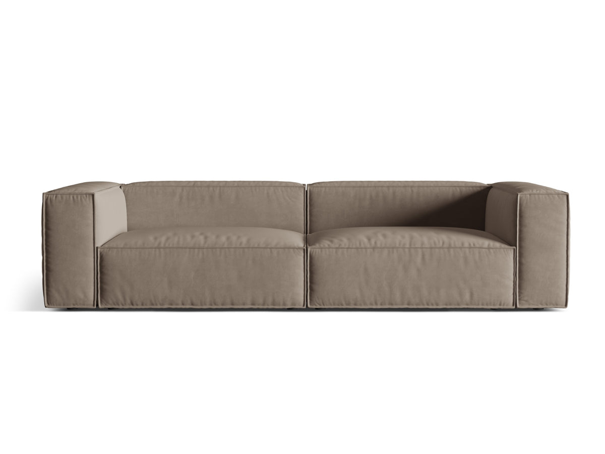 Sofa aksamitna 5-osobowa NURIA ciepły szary – Micadoni