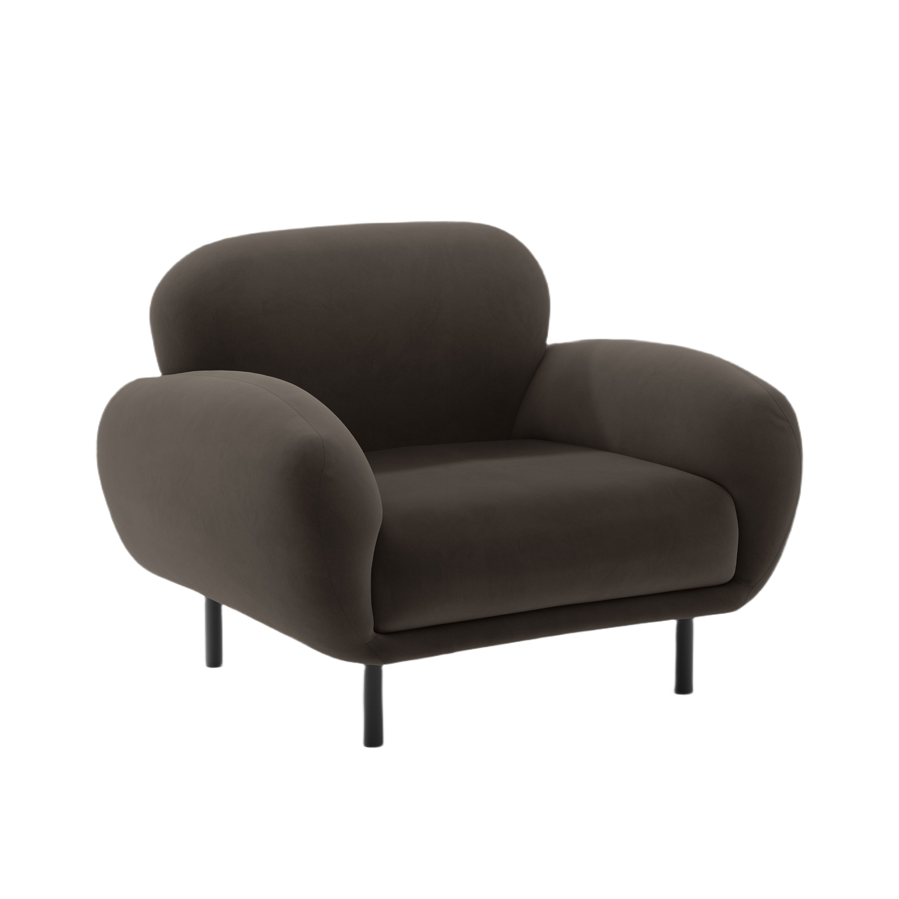 Fluwelen fauteuil POPPY in ebbenhout
