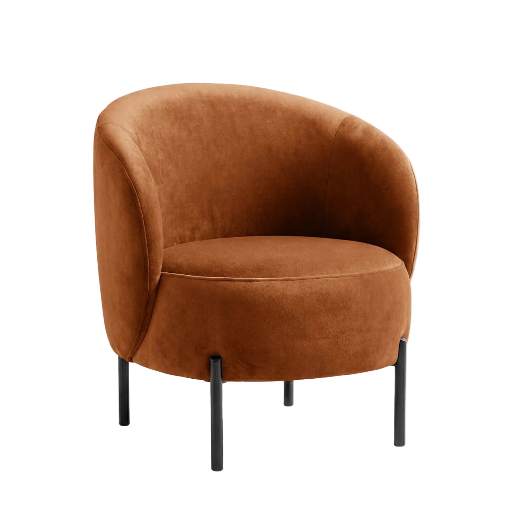 Velours fauteuil AMALTA in baksteenrood