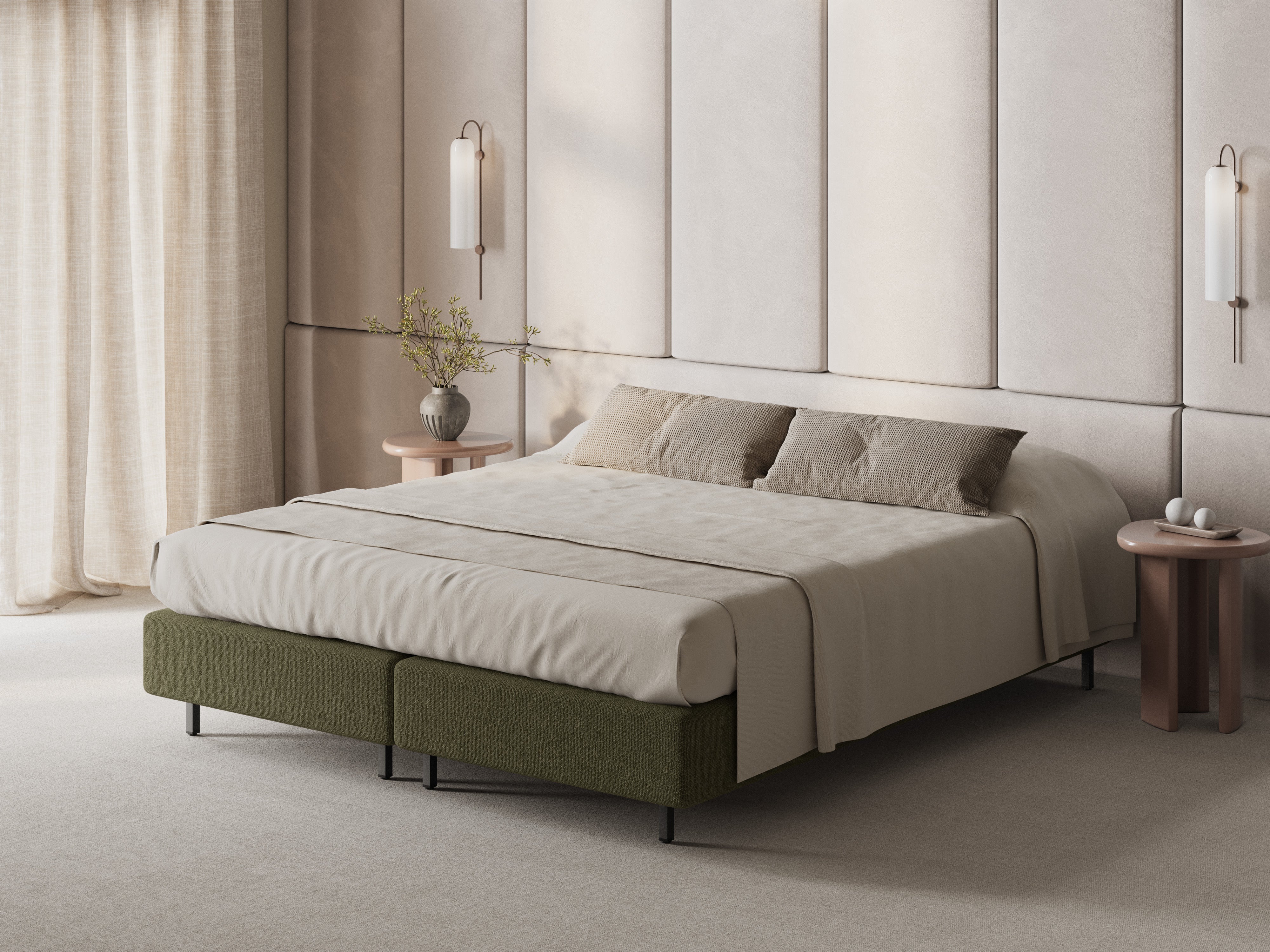 WHALE Bed Green Chenille