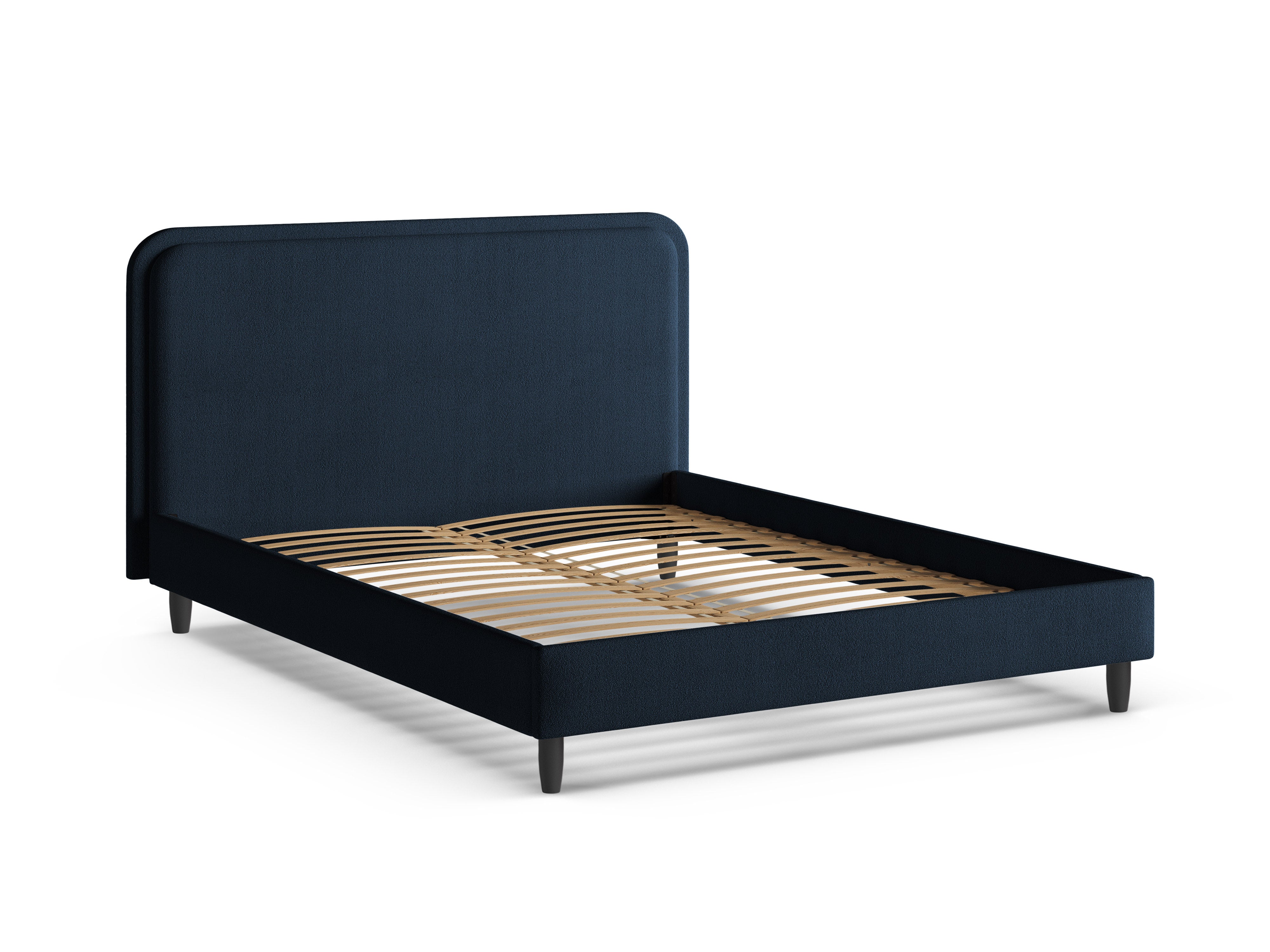 Bett AVELINE dunkelblau Boucle