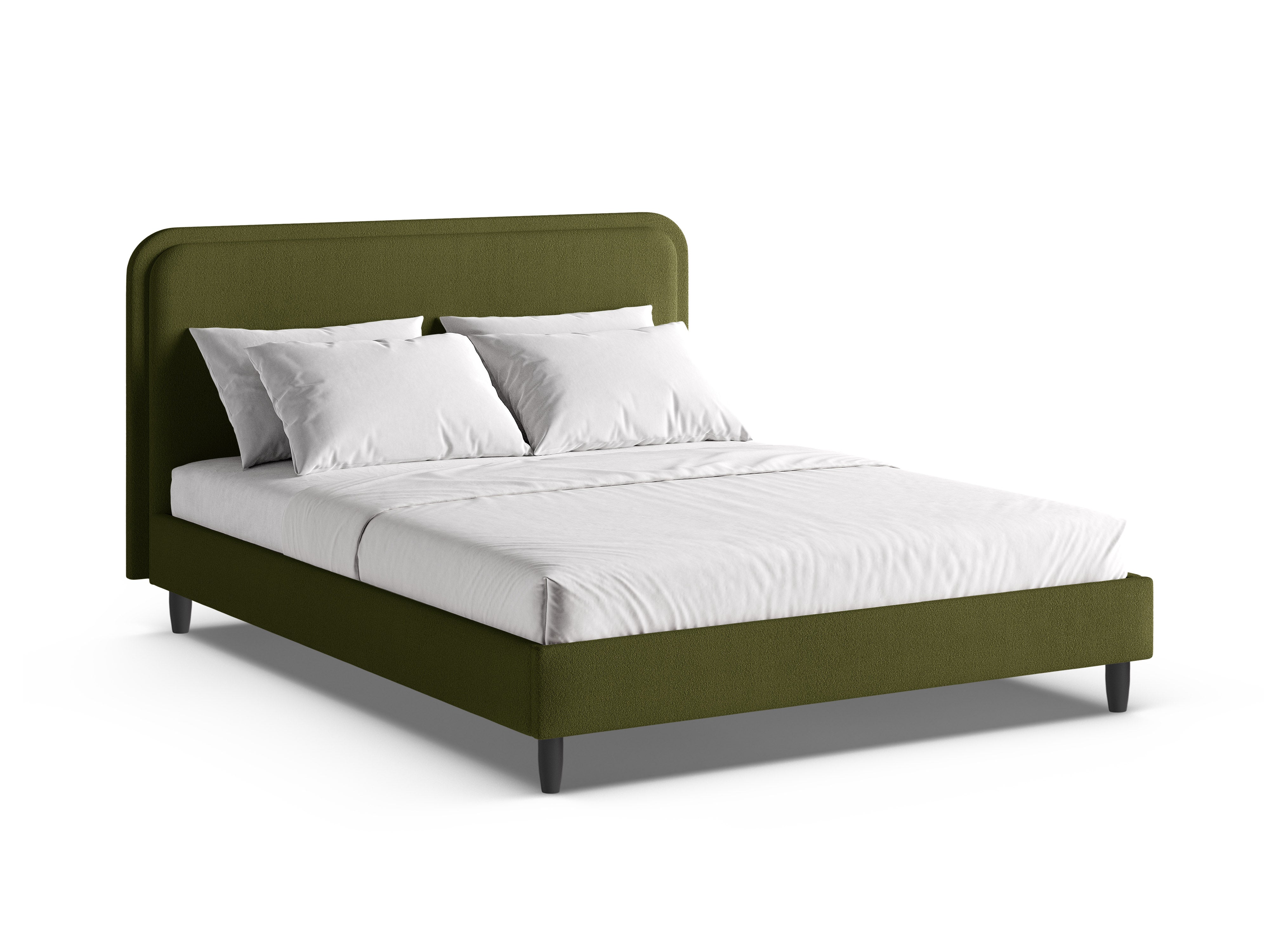 AVELINE Bed in Dark Olive Green Boucle
