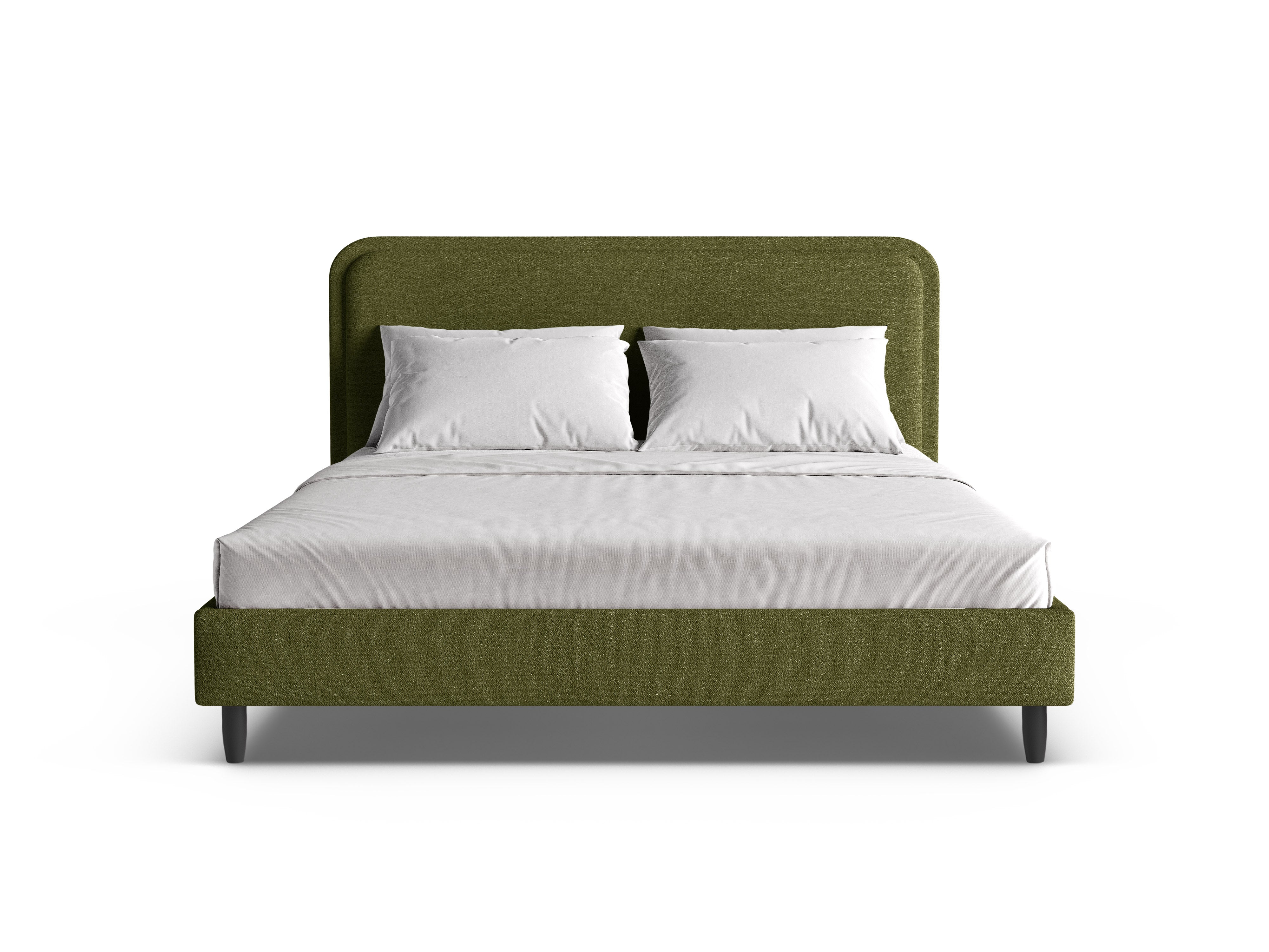 AVELINE Bed in Dark Olive Green Boucle