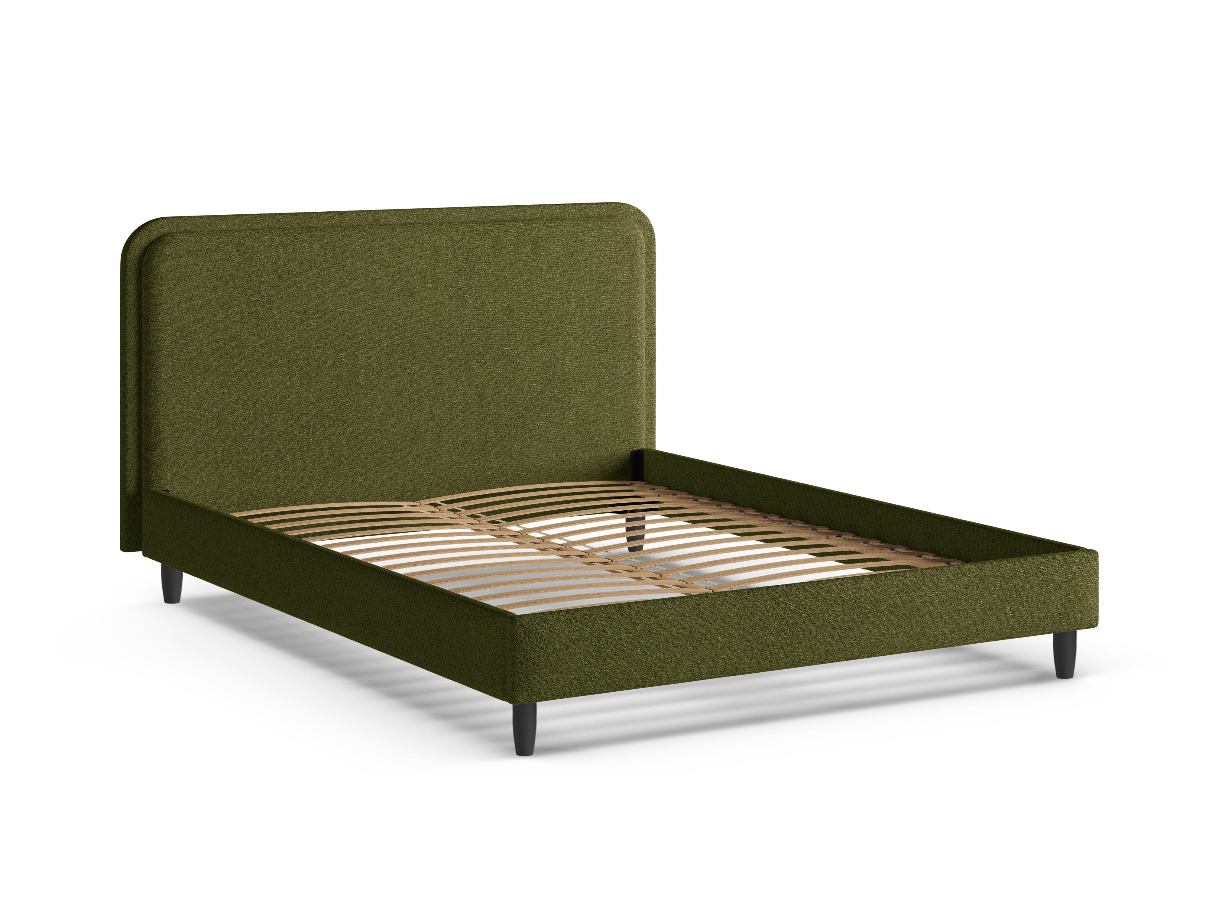 AVELINE Bed in Dark Olive Green Boucle
