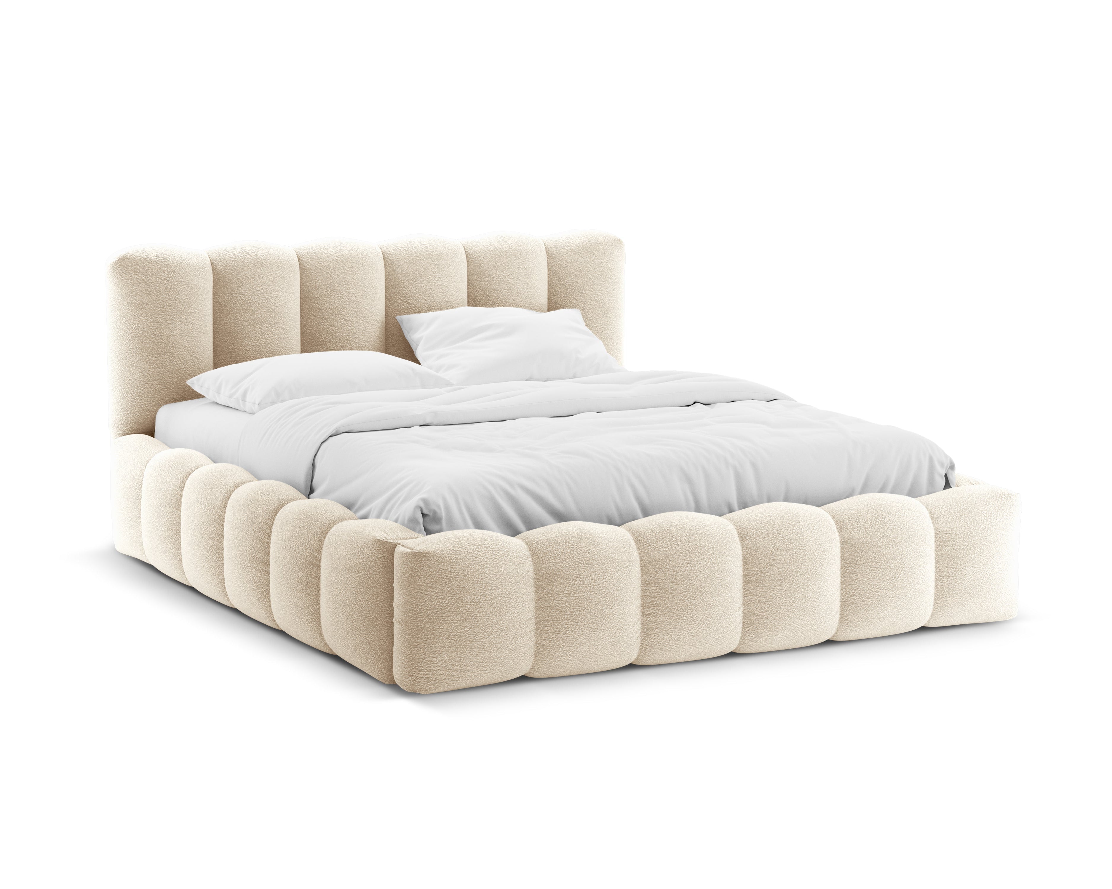 Bed met opbergruimte LUPINE beige boucle
