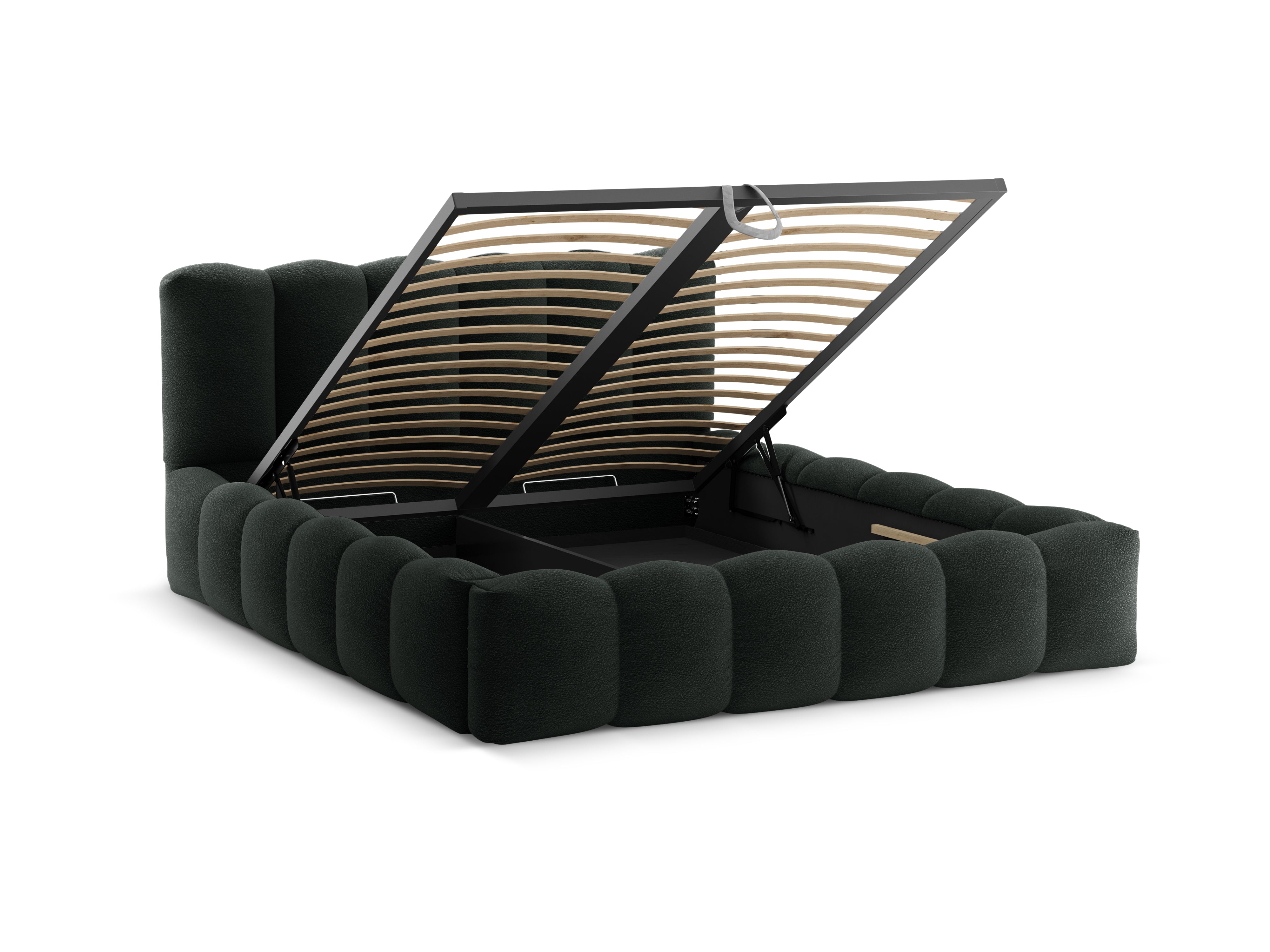 Bed met opbergruimte LUPINE zwarte boucle