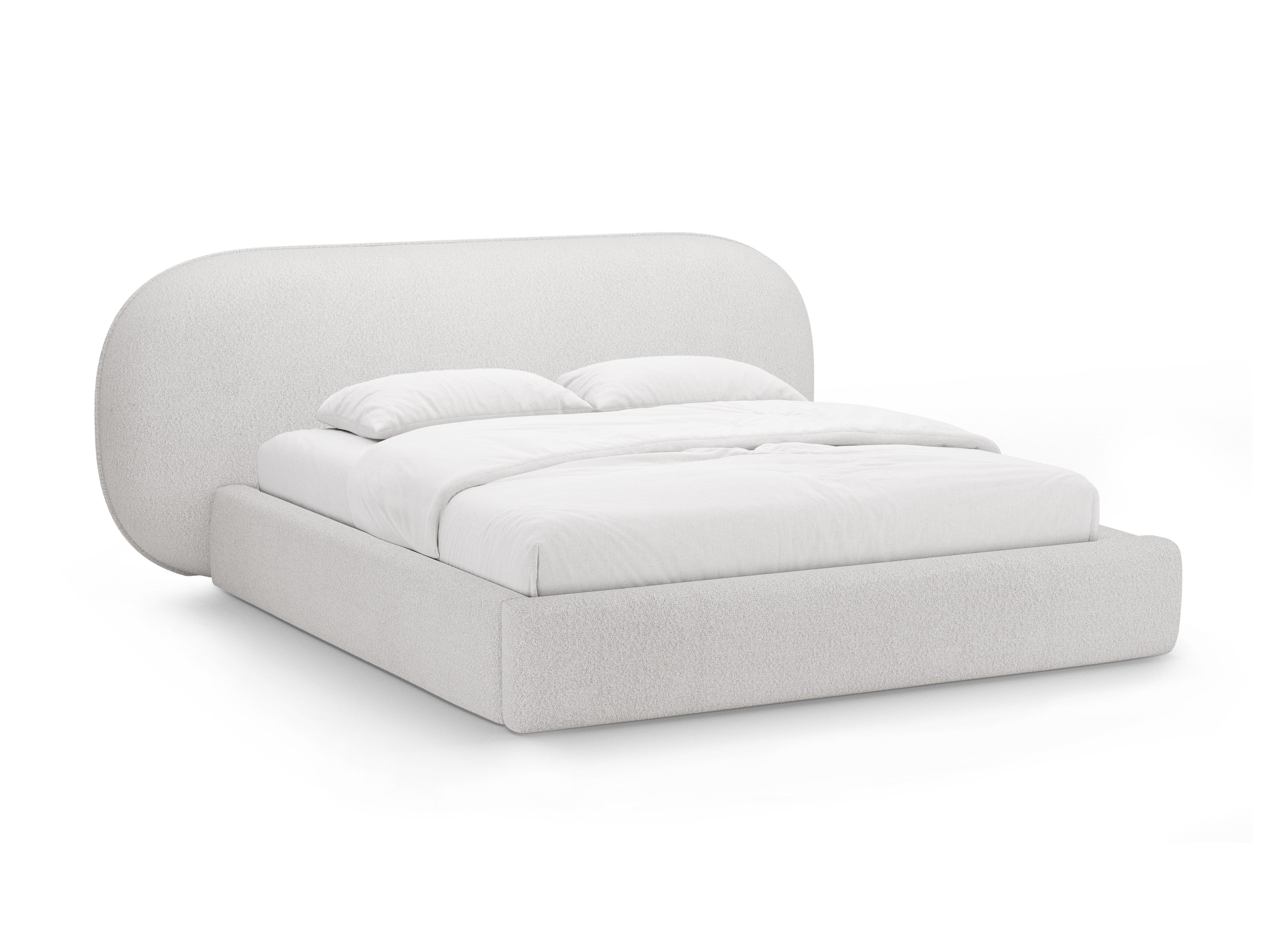 Bed OVALO lichtgrijs boucle