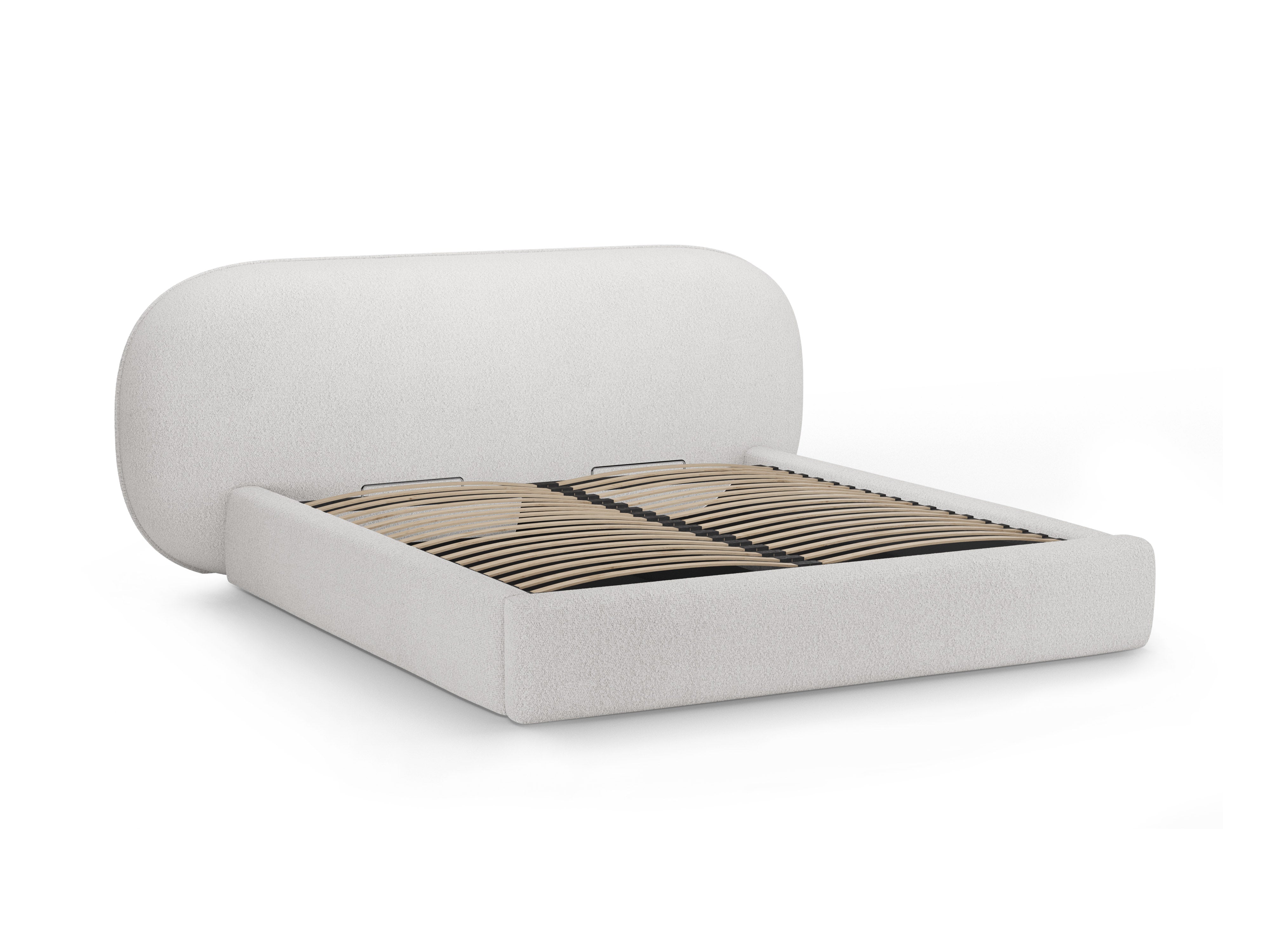 Bed OVALO lichtgrijs boucle