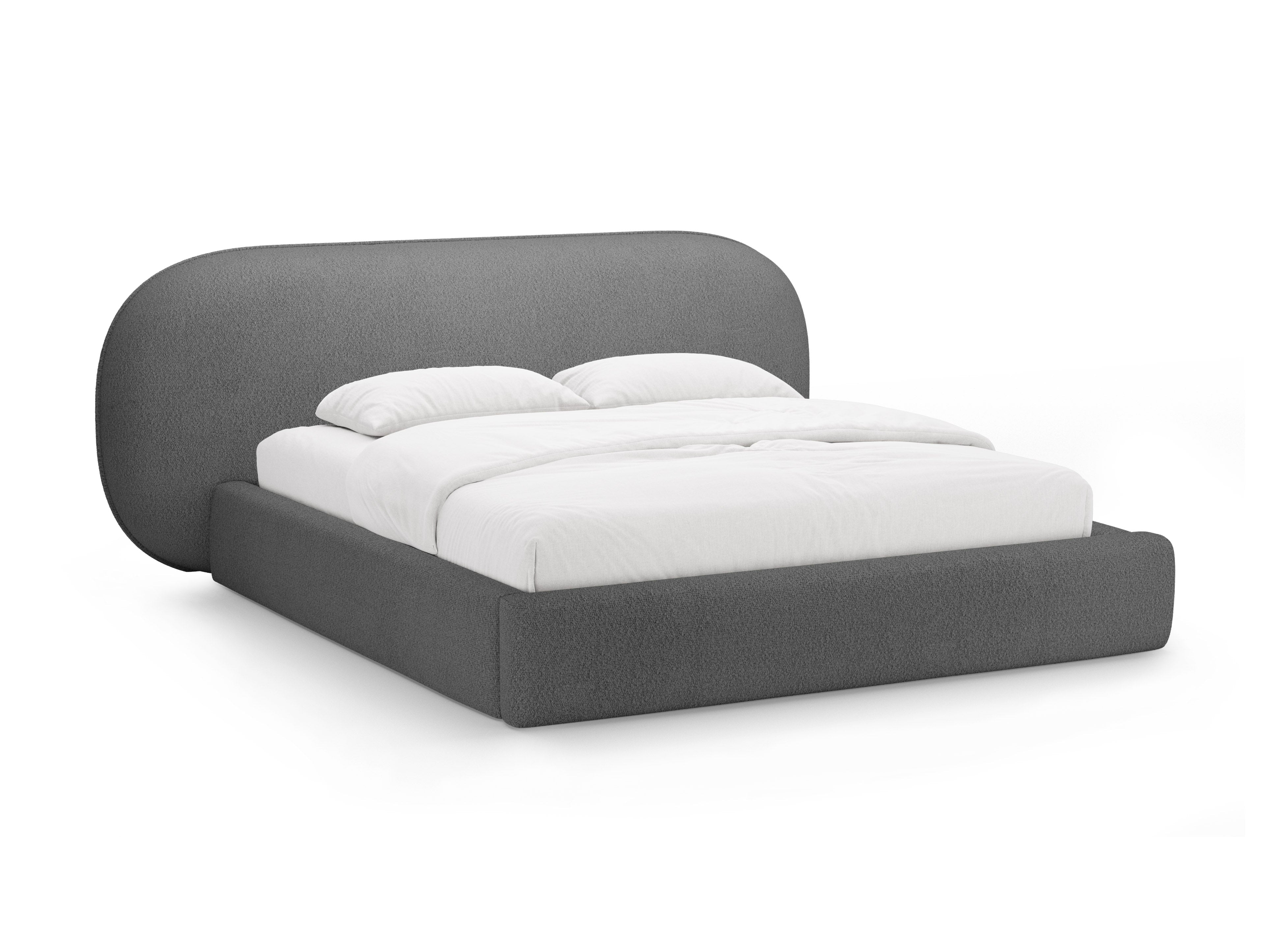 Bed OVALO donkergrijze boucle