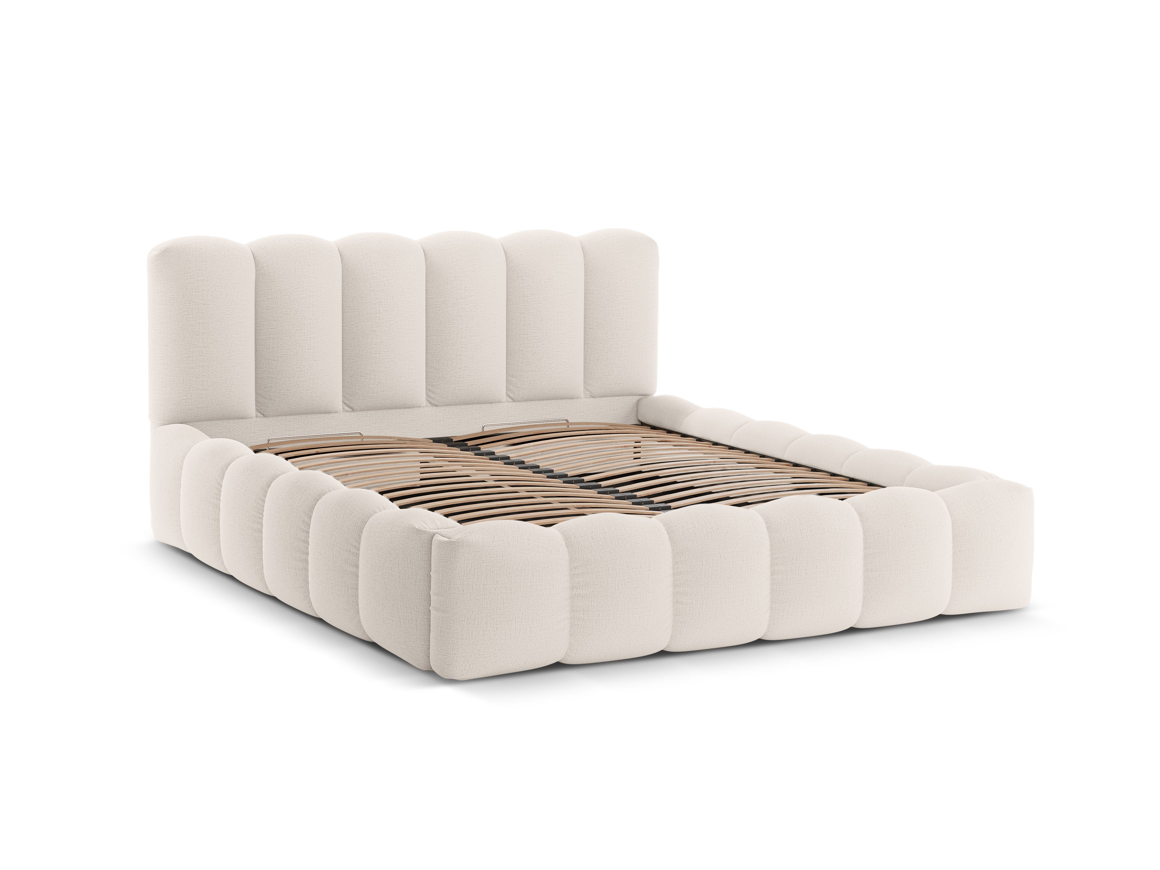 Bed met opbergruimte LUPINE lichtbeige