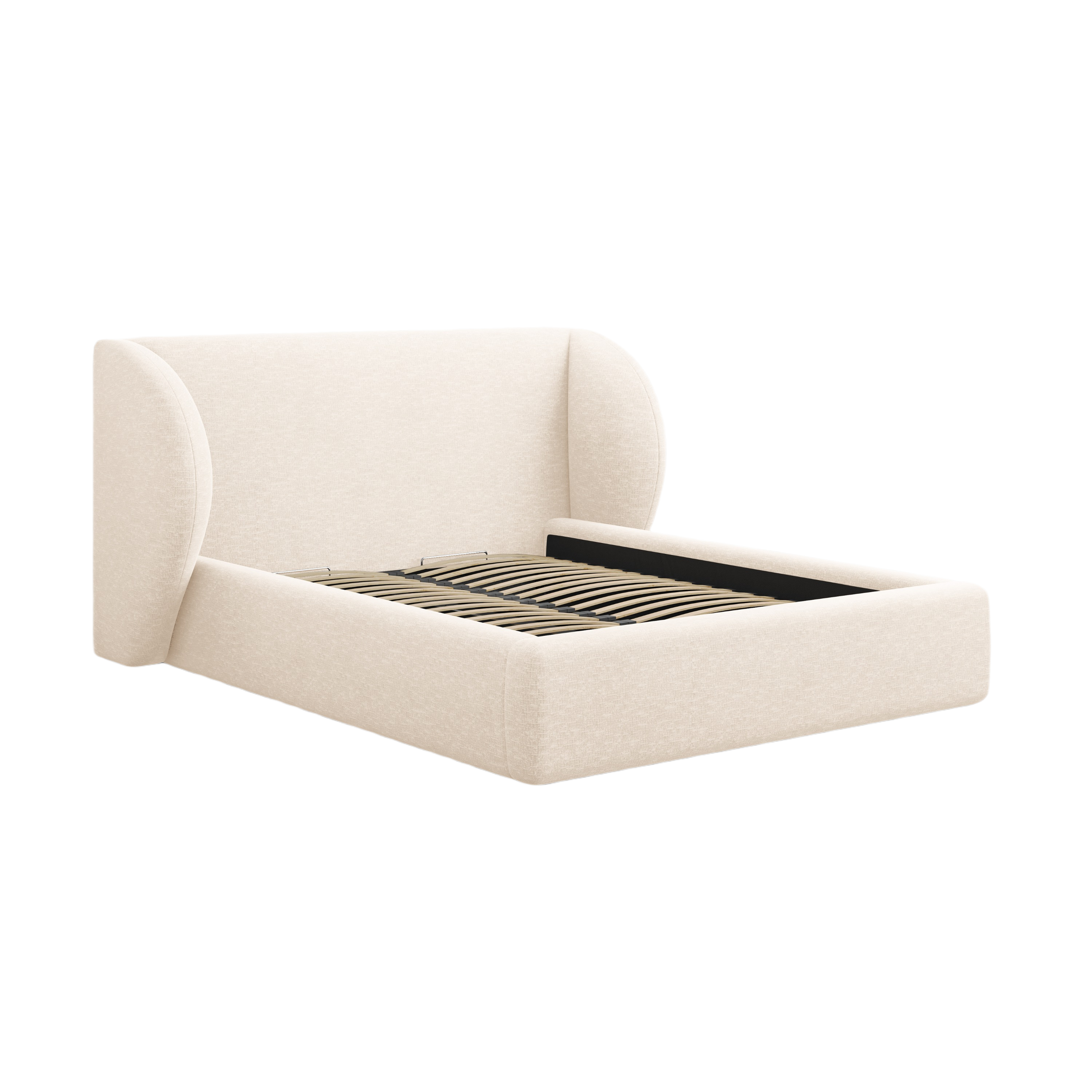 Bed MILEY lichtbeige chenille zijdeachtig