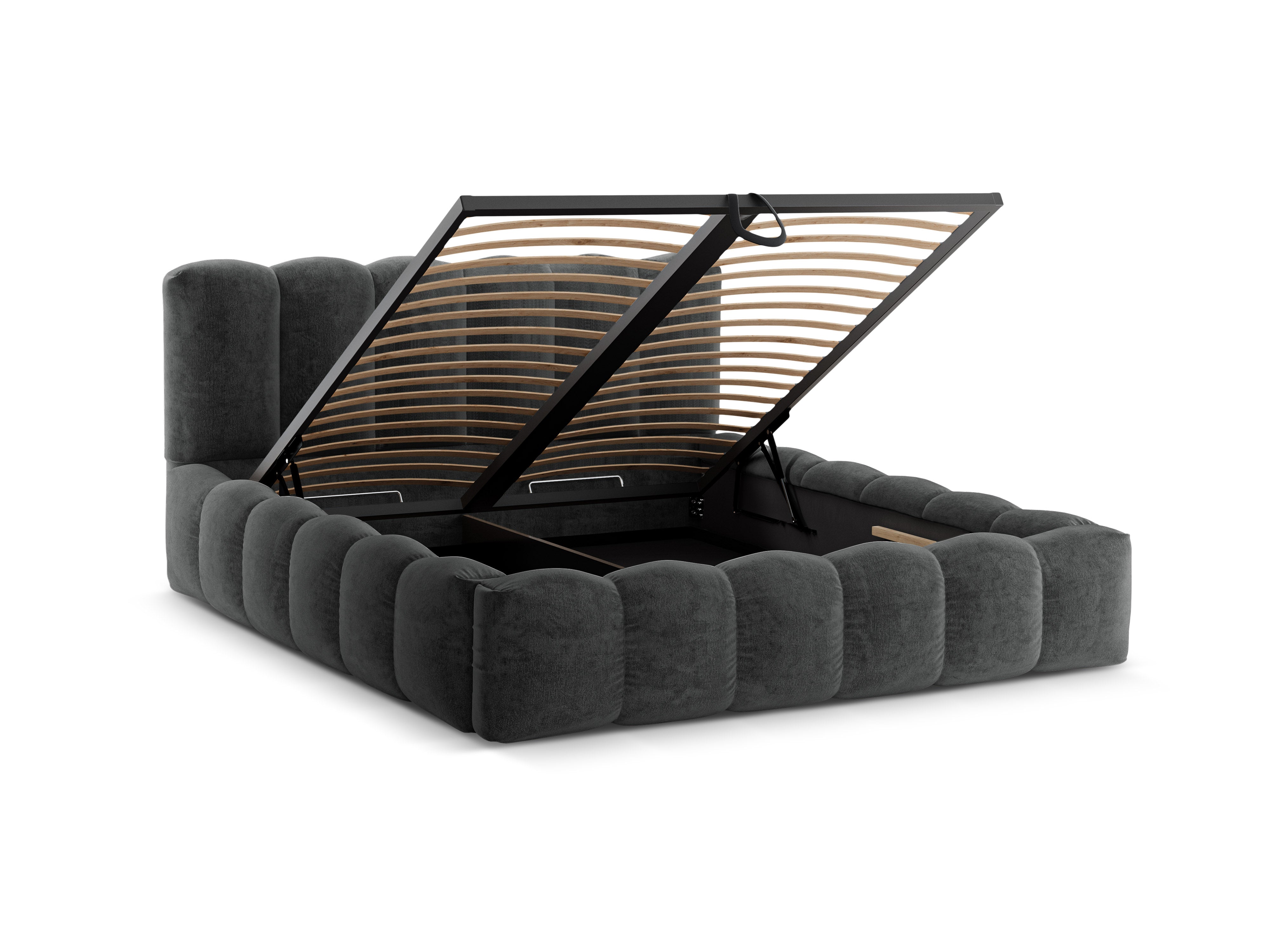 Bed met opbergruimte LUPINE donkergrijs chenille
