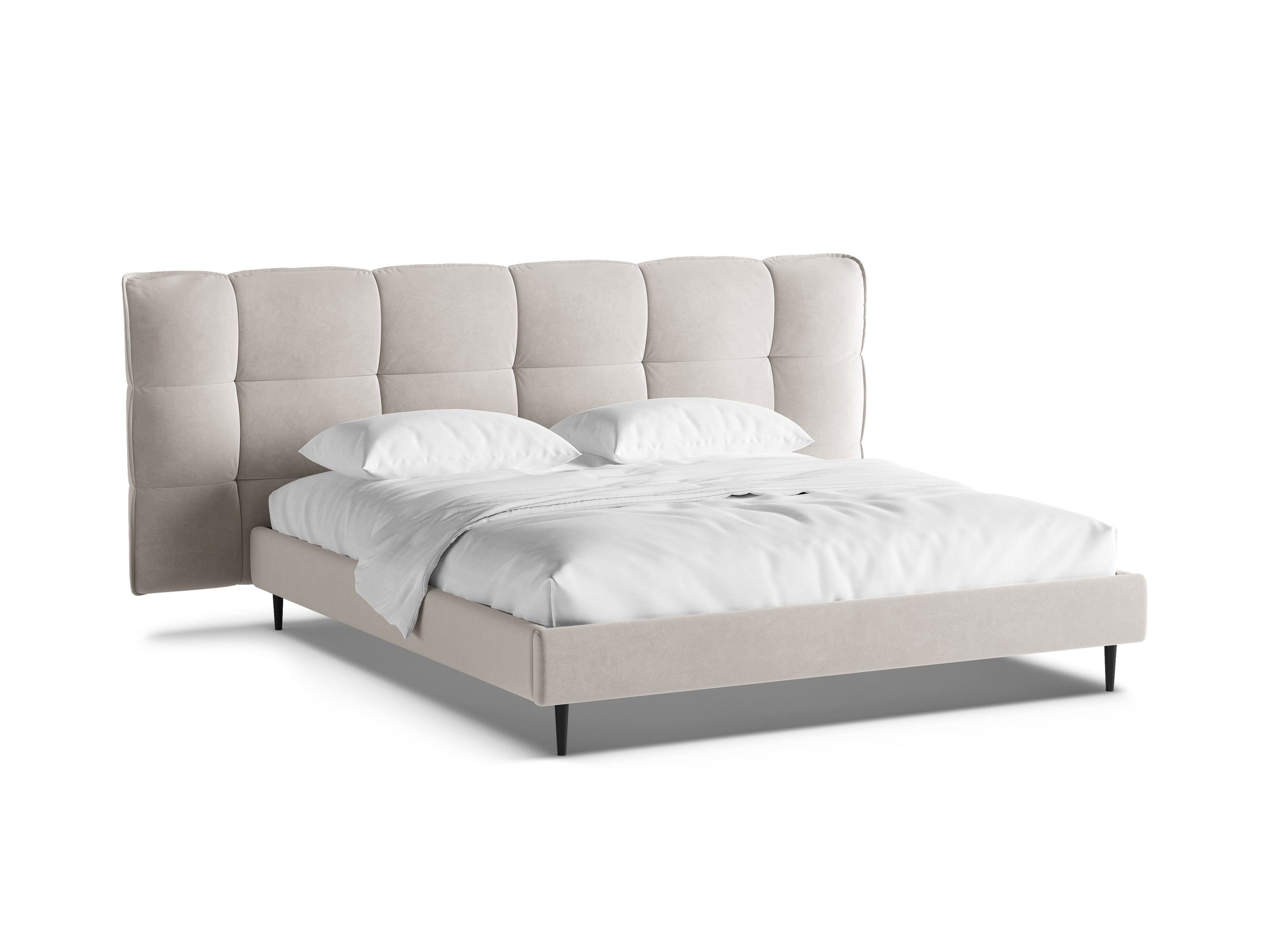 Velvet bed ERIC lichtbeige