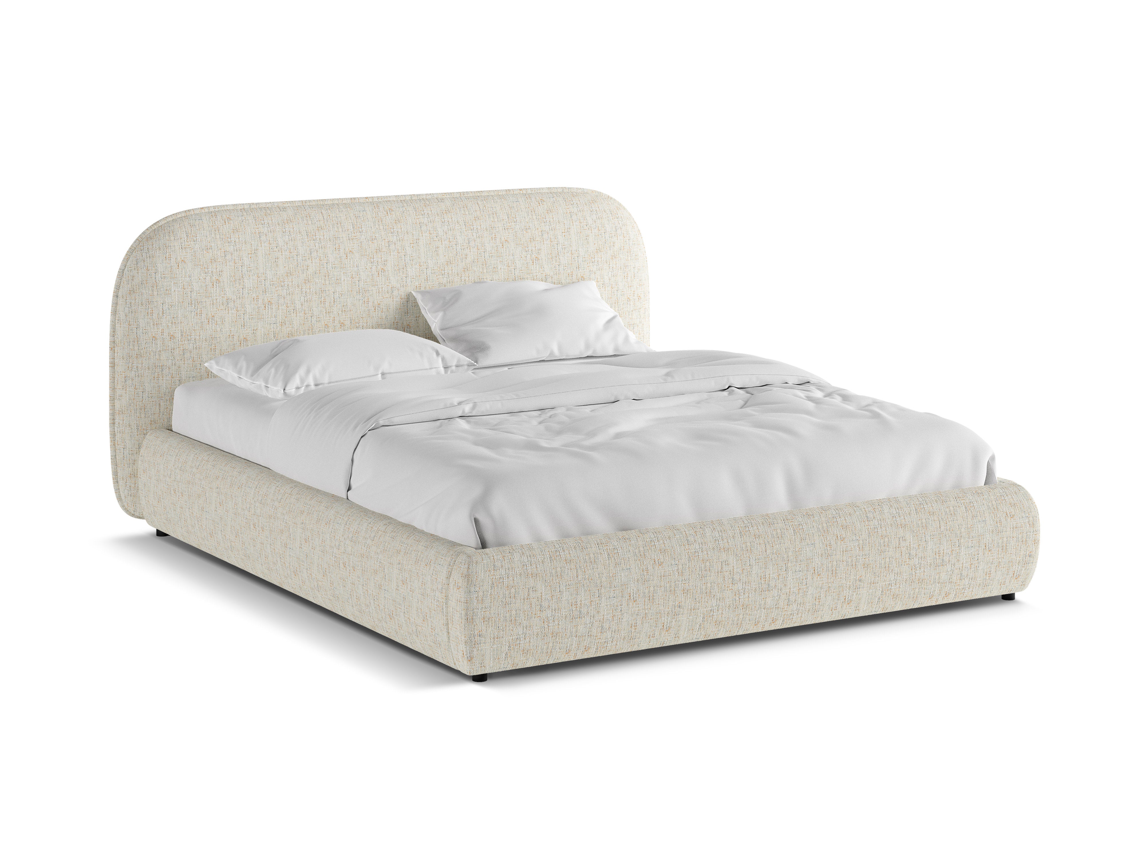 Bett MURADA grau-beige Melange Chenille