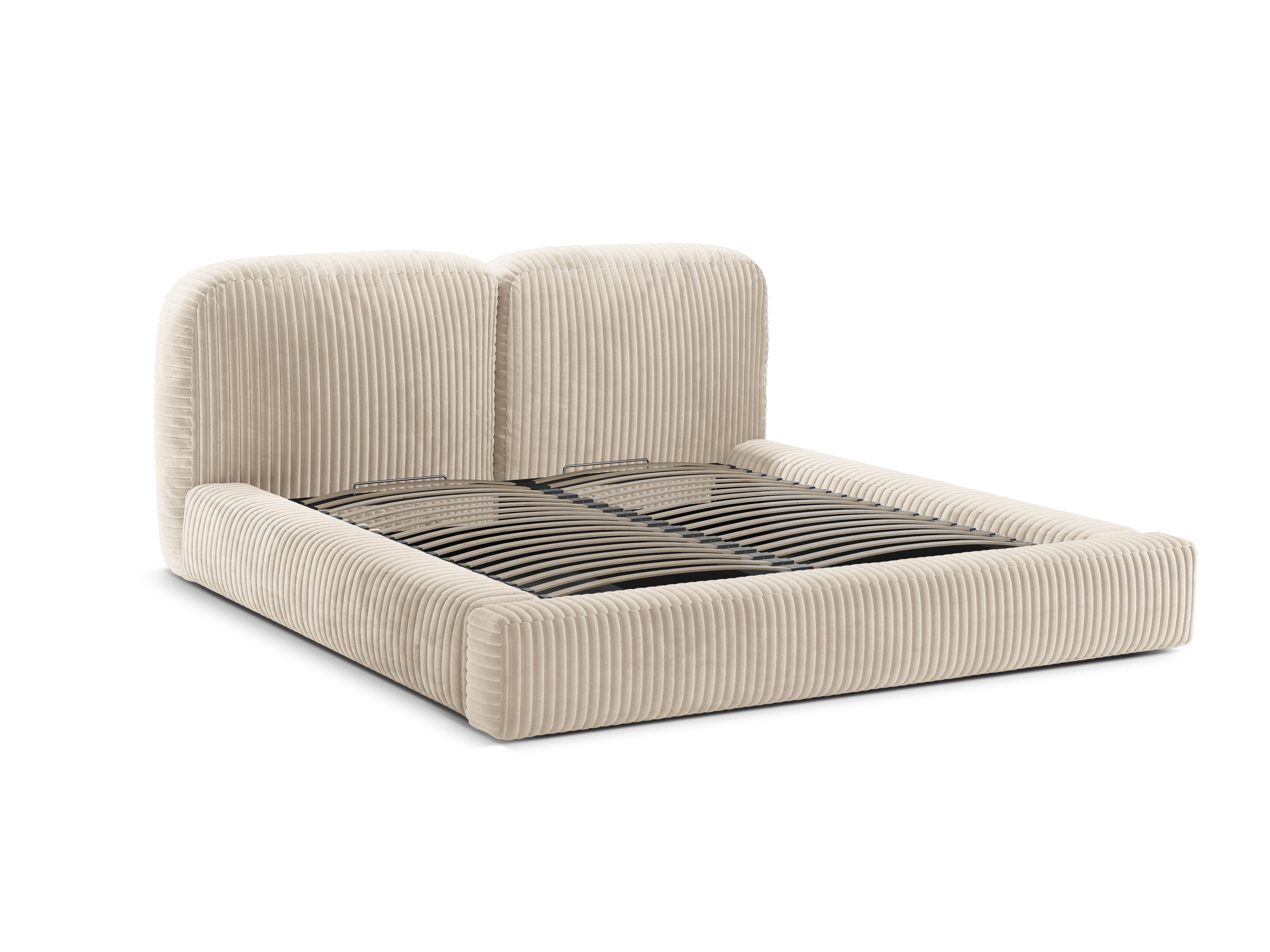 MARTINA Bed in Light Beige Corduroy