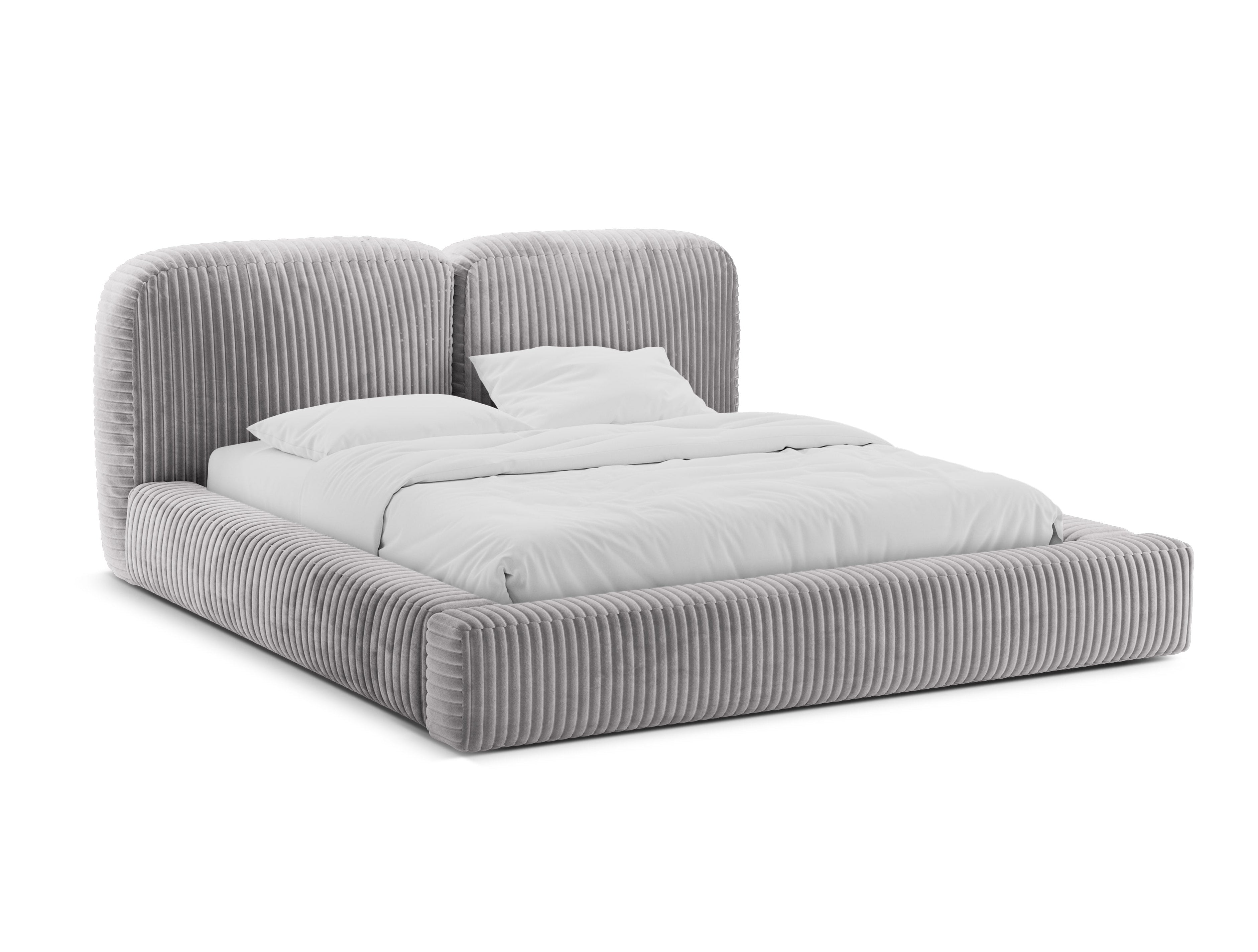 MARTINA Light Gray Corduroy Bed