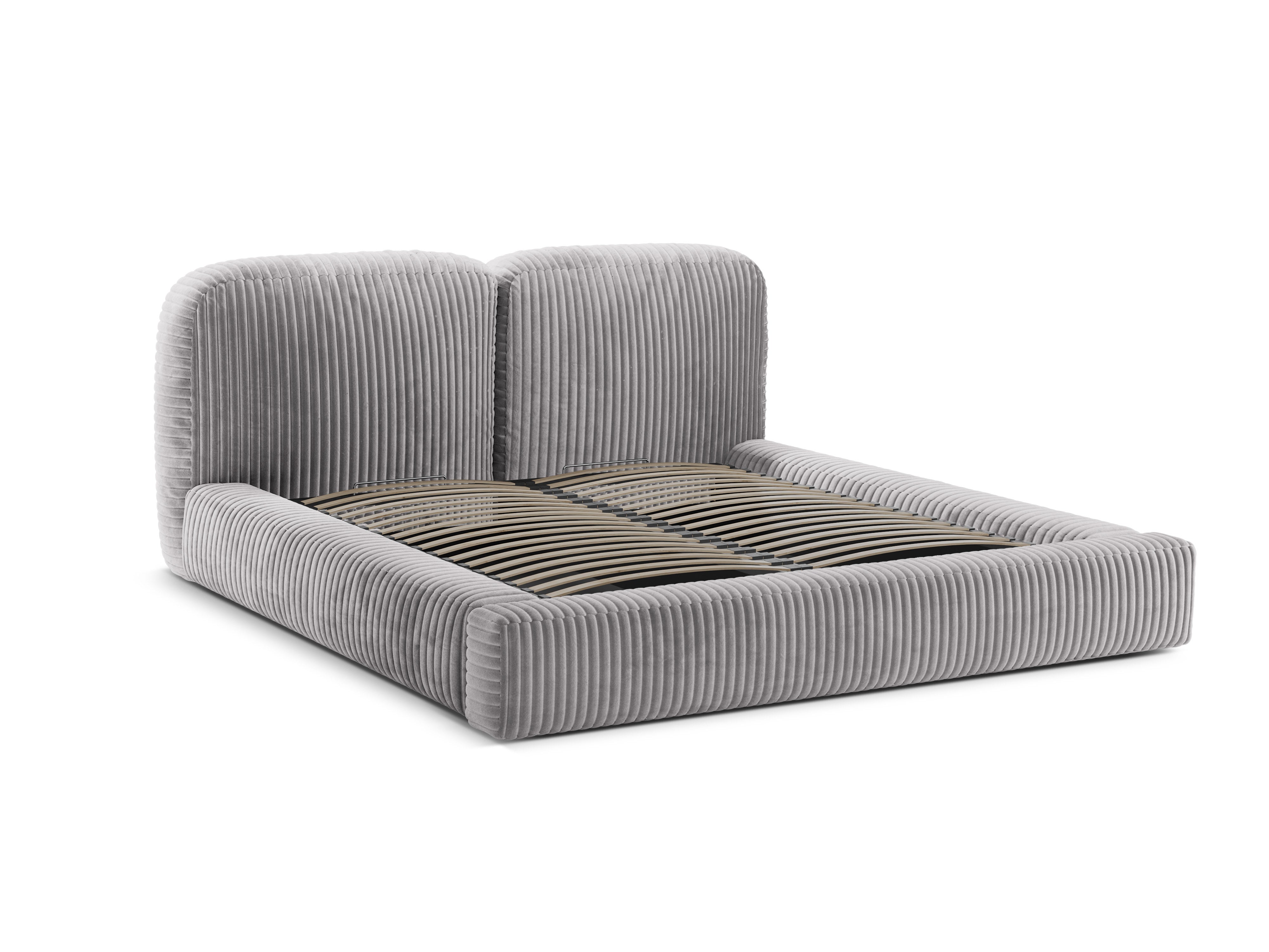 MARTINA Light Gray Corduroy Bed